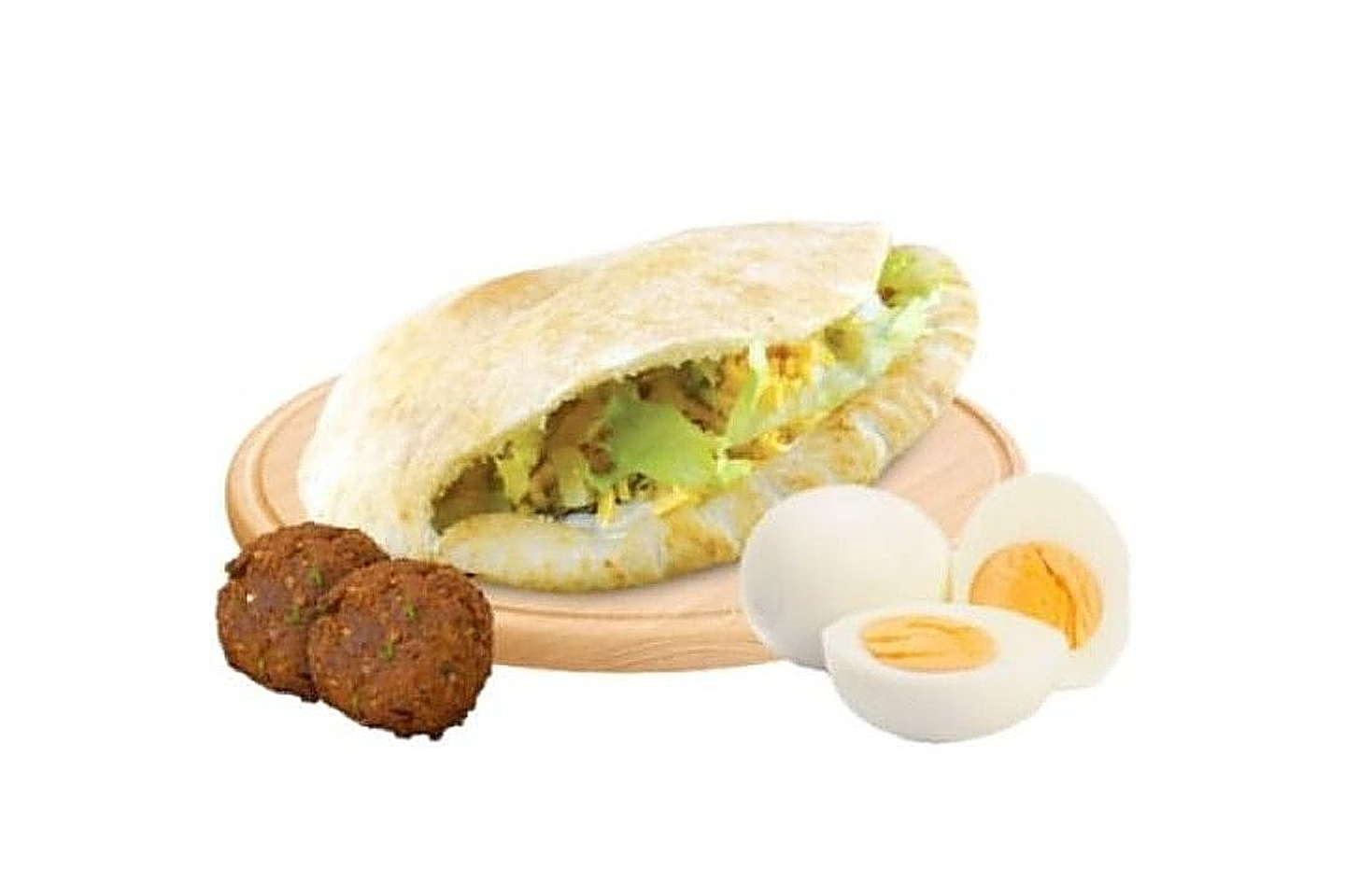 Falafel Sandwich With Pie And Eggs