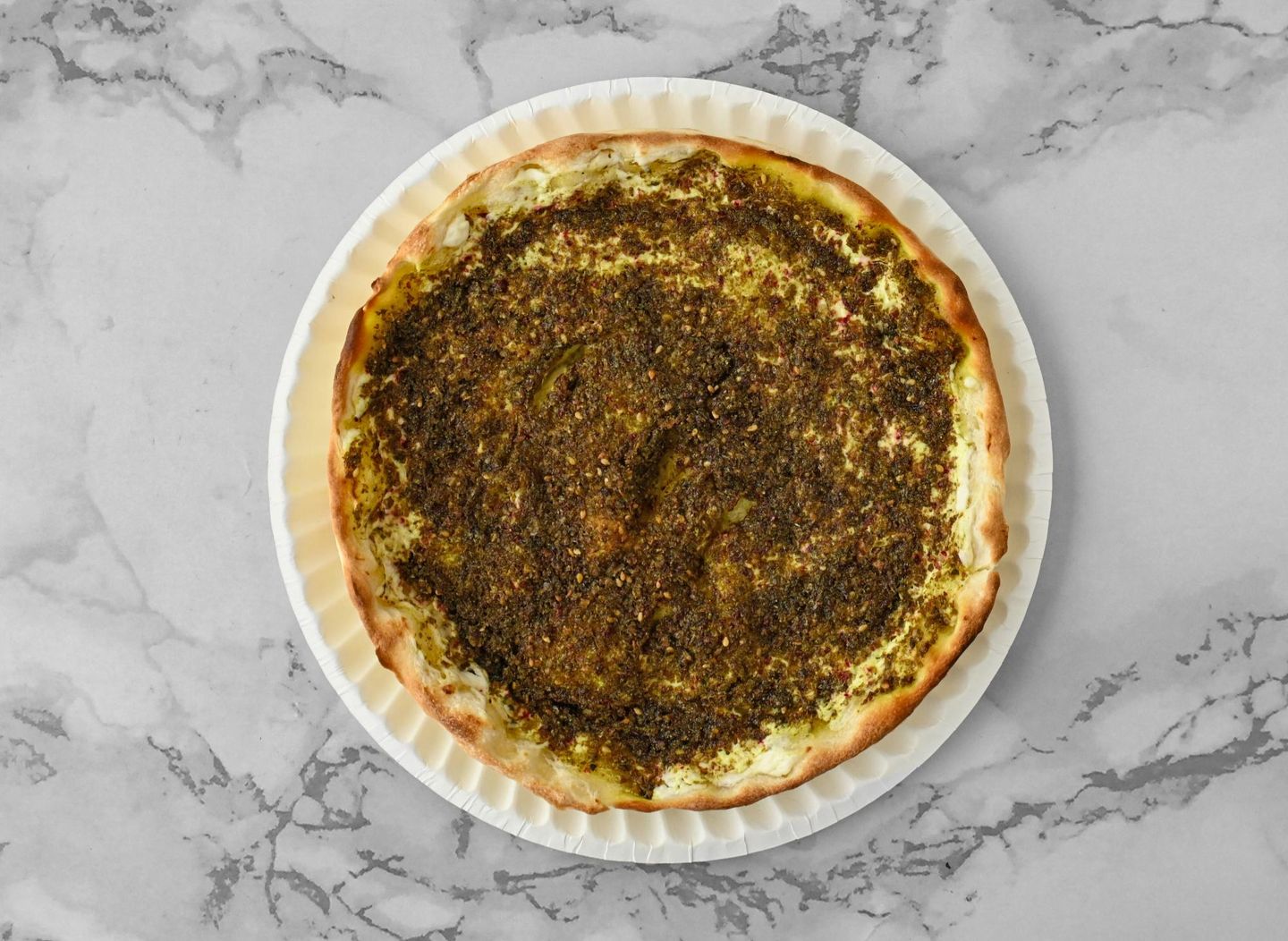 Cheese And Labneh And Zeatar Pizza