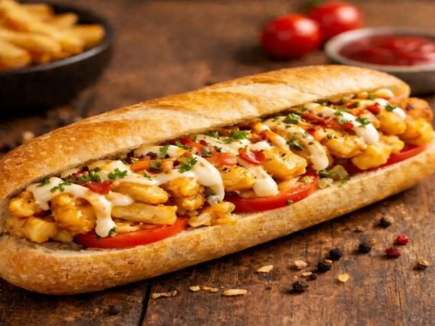 ساندوتش بطاطس موزريلا جريل خبز فرنسى