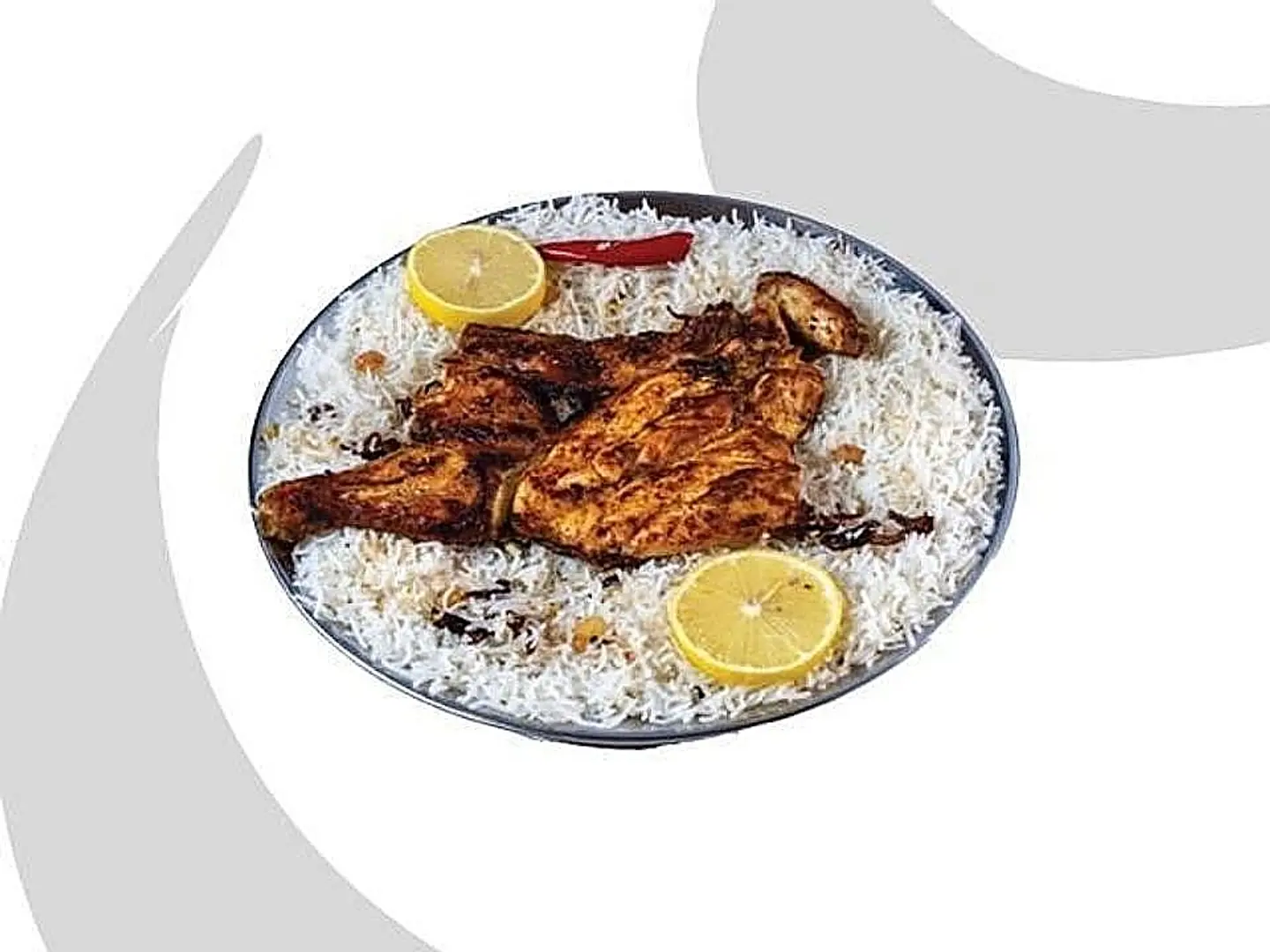 نص حبة مشوي مع ارز