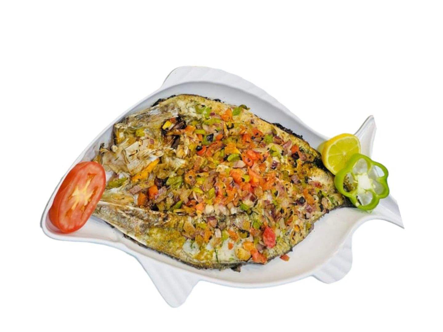 Grilled Arousa Fish With Cream Cheese And Tomato - For One Person