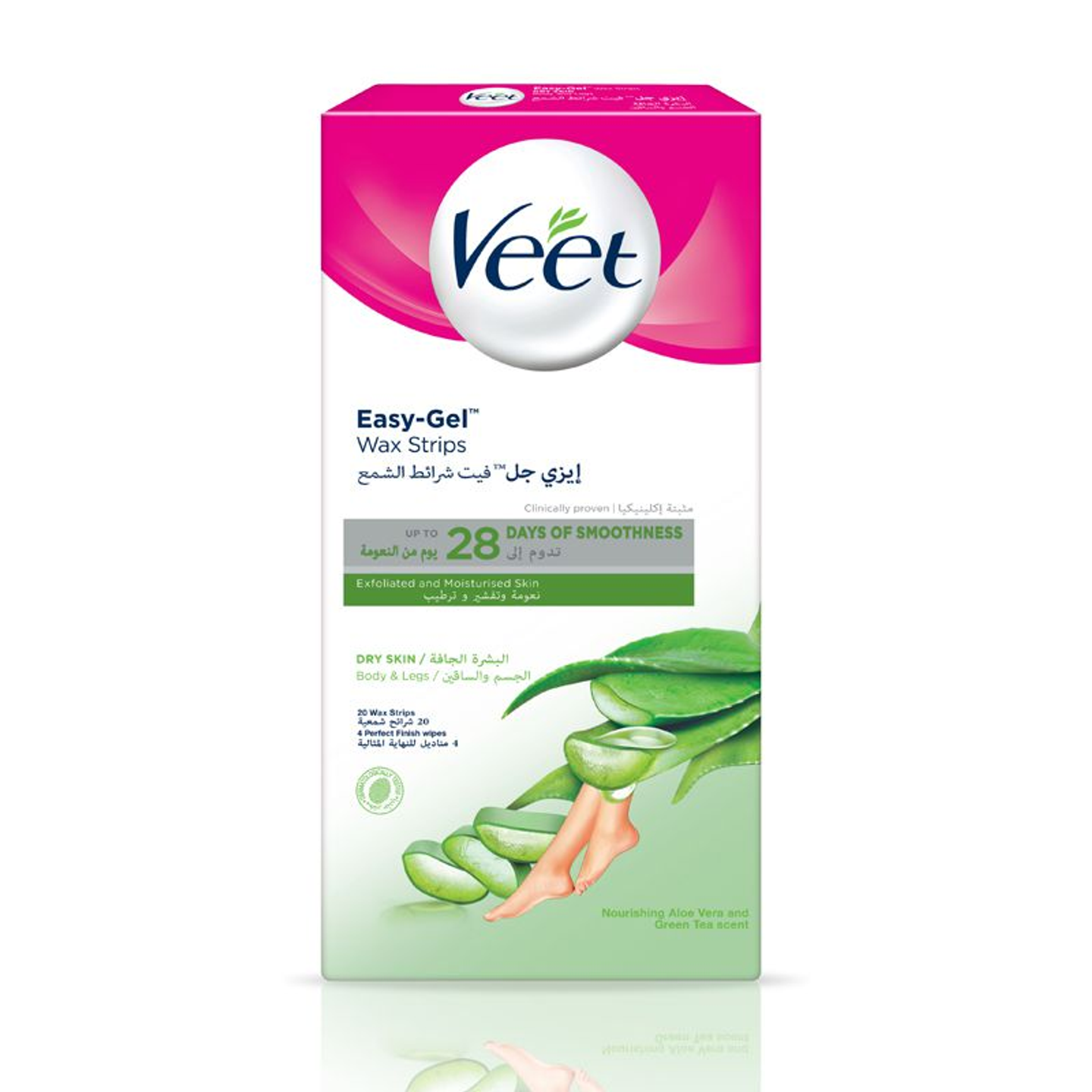 Veet Wax Strips Ready To Use For Dry Skin   Green 20 Strips