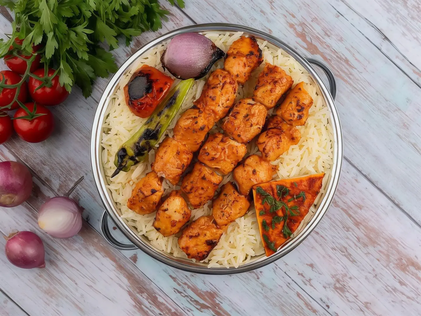 شيش طاووق مع الارز