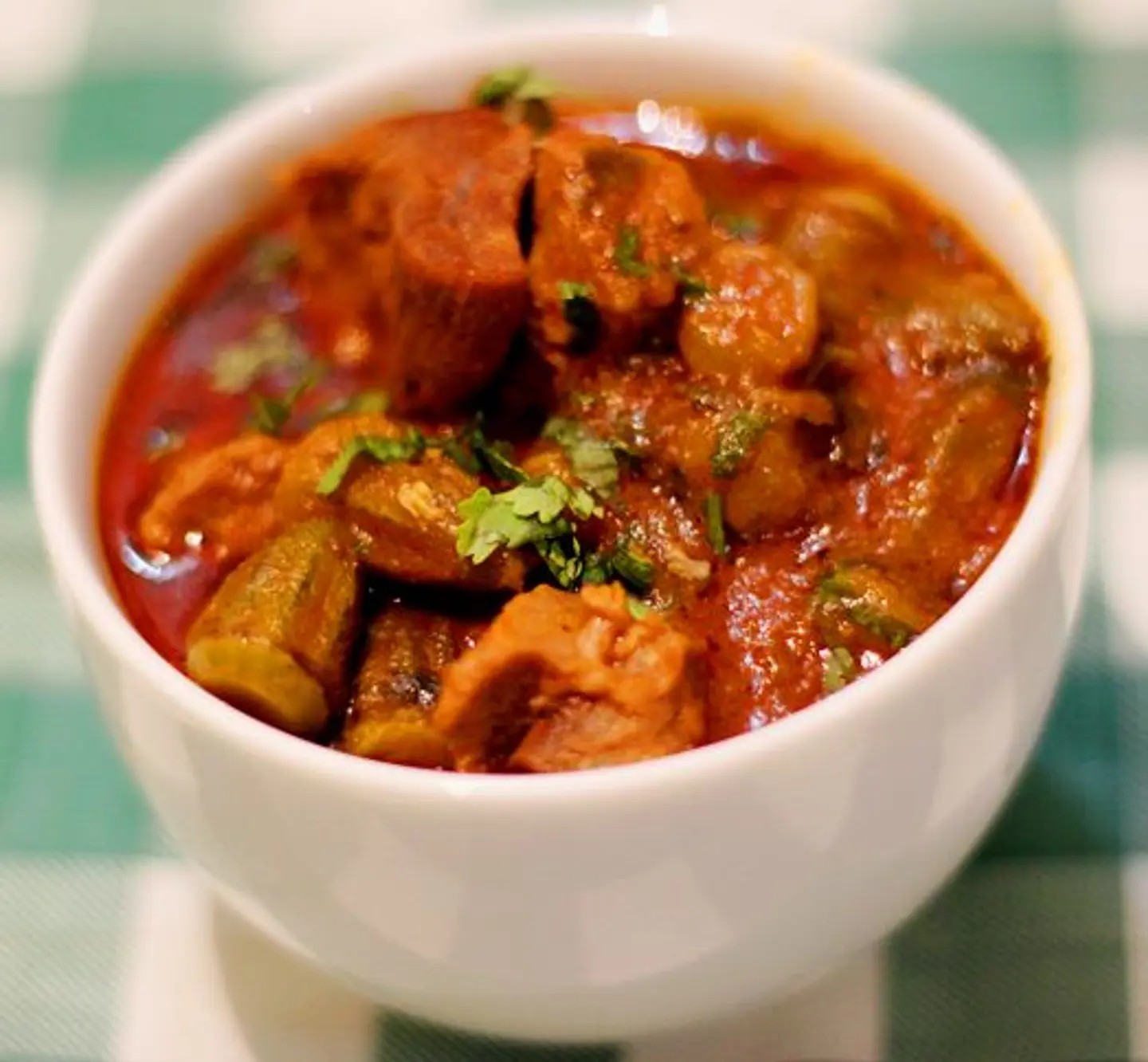 Okra With Vermicelli Rice And Meat