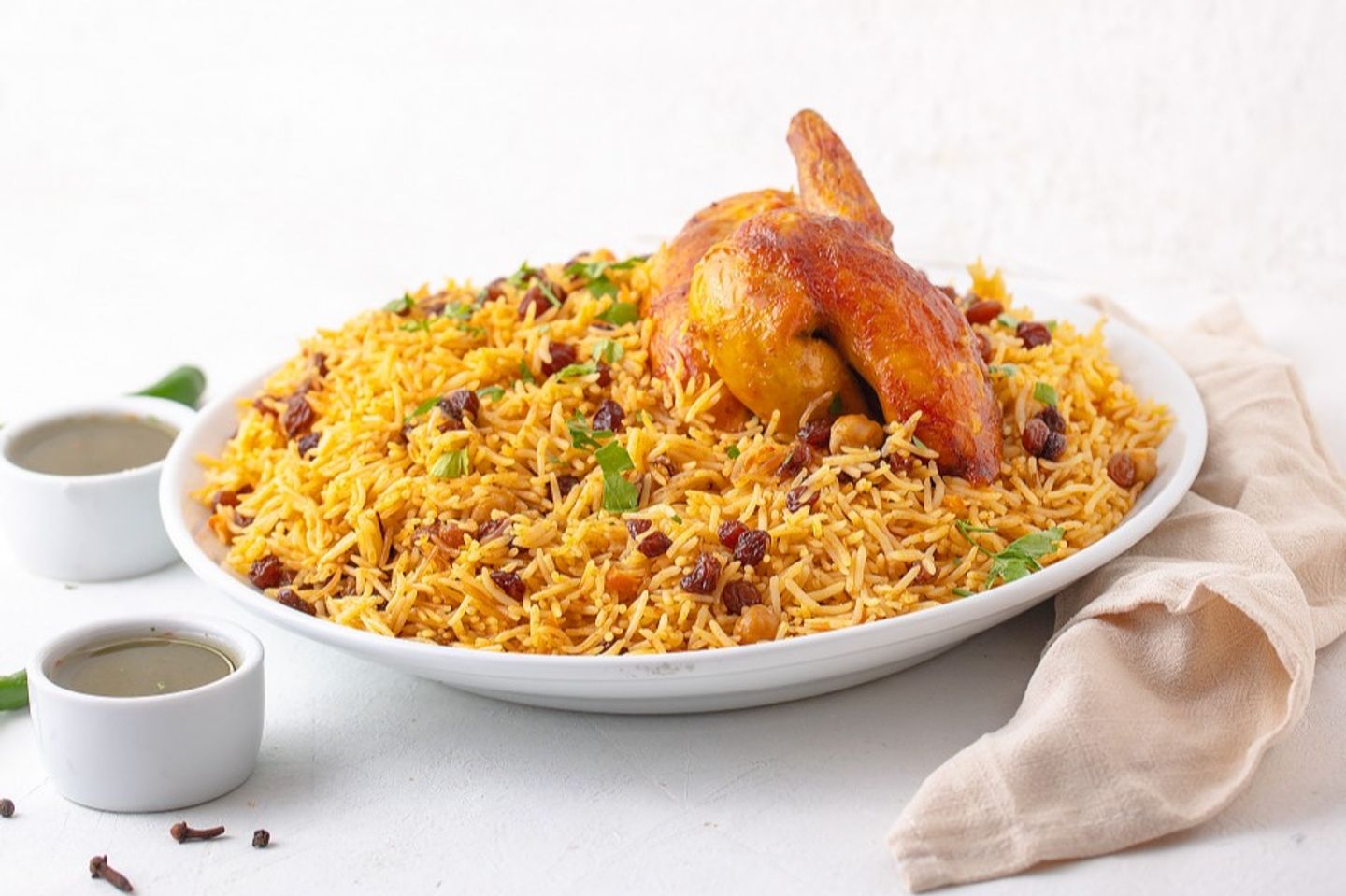 نصف دجاج شواية مع الأرز