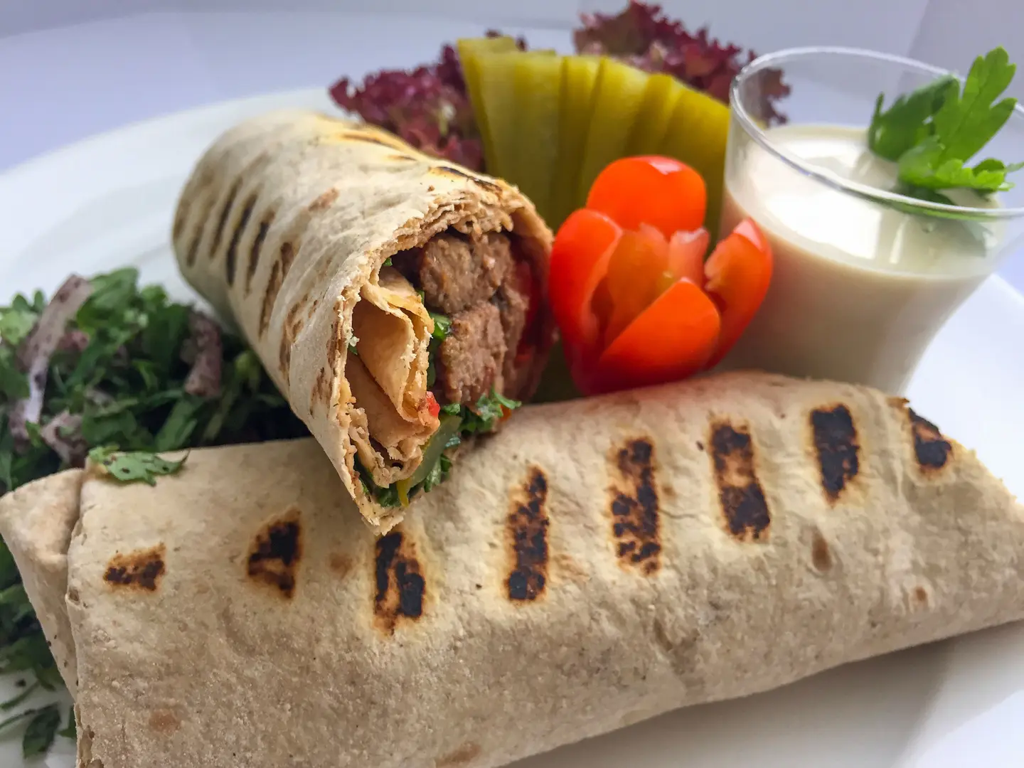 Arabic Meat Kebab With Garlic