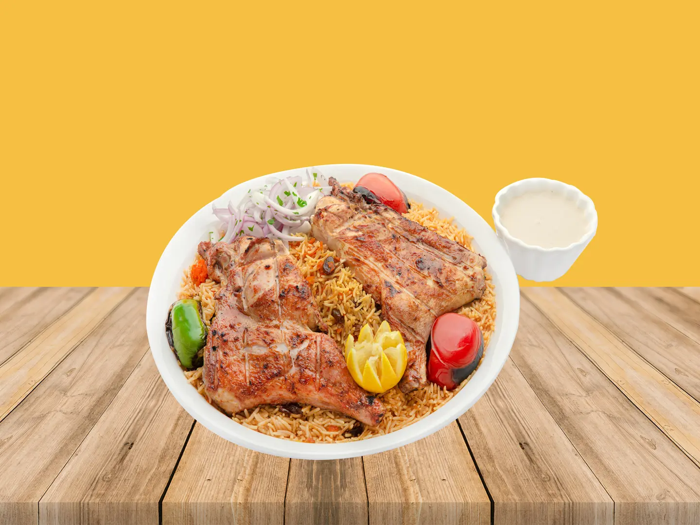 نص دجاج على الفحم  مع الأرز