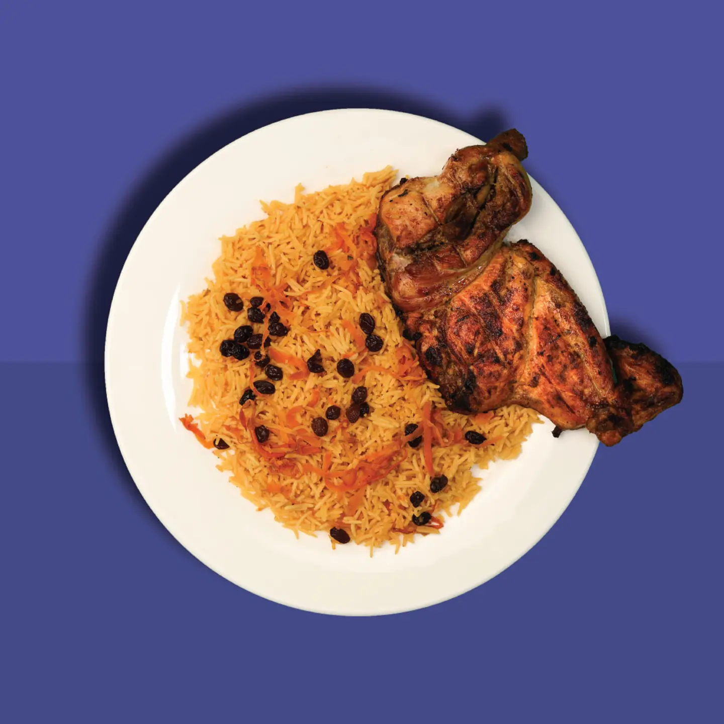 Half Barbecued Chicken With Rice