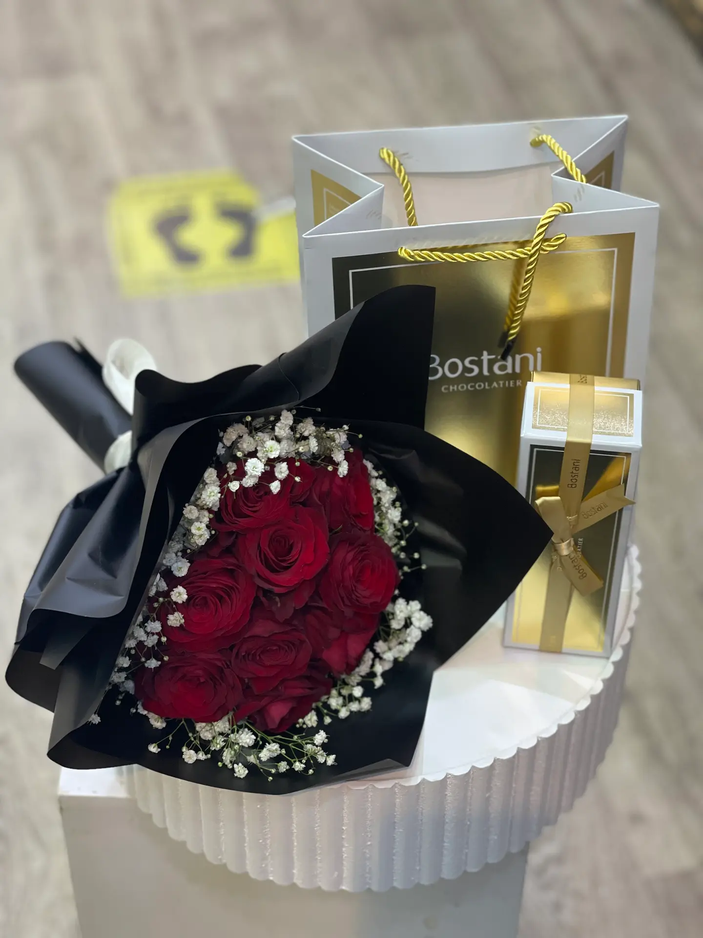 Bouquet Of Roses + A Quarter Of Boustany's Chocolate.