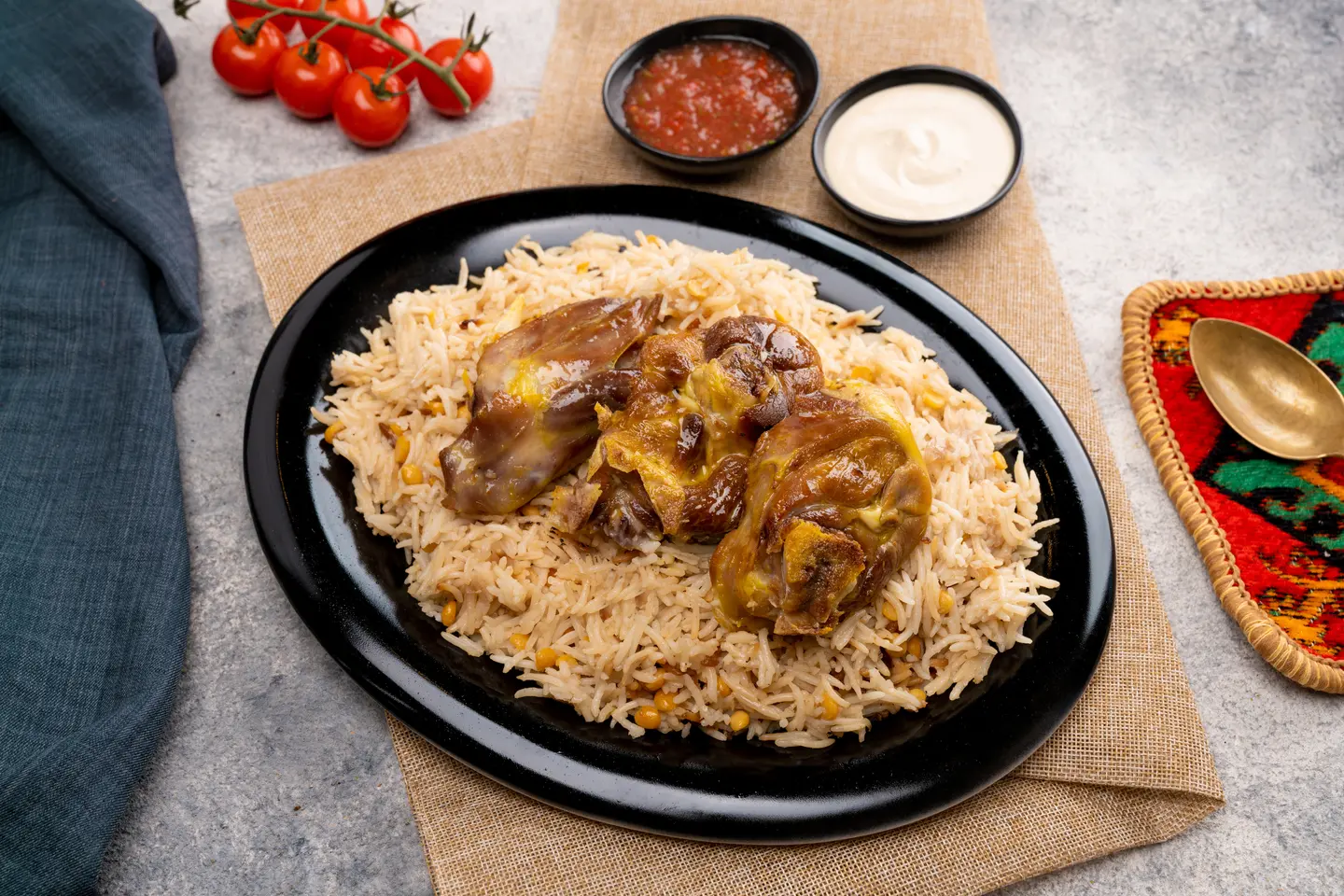 اللحم مع أرز حمص