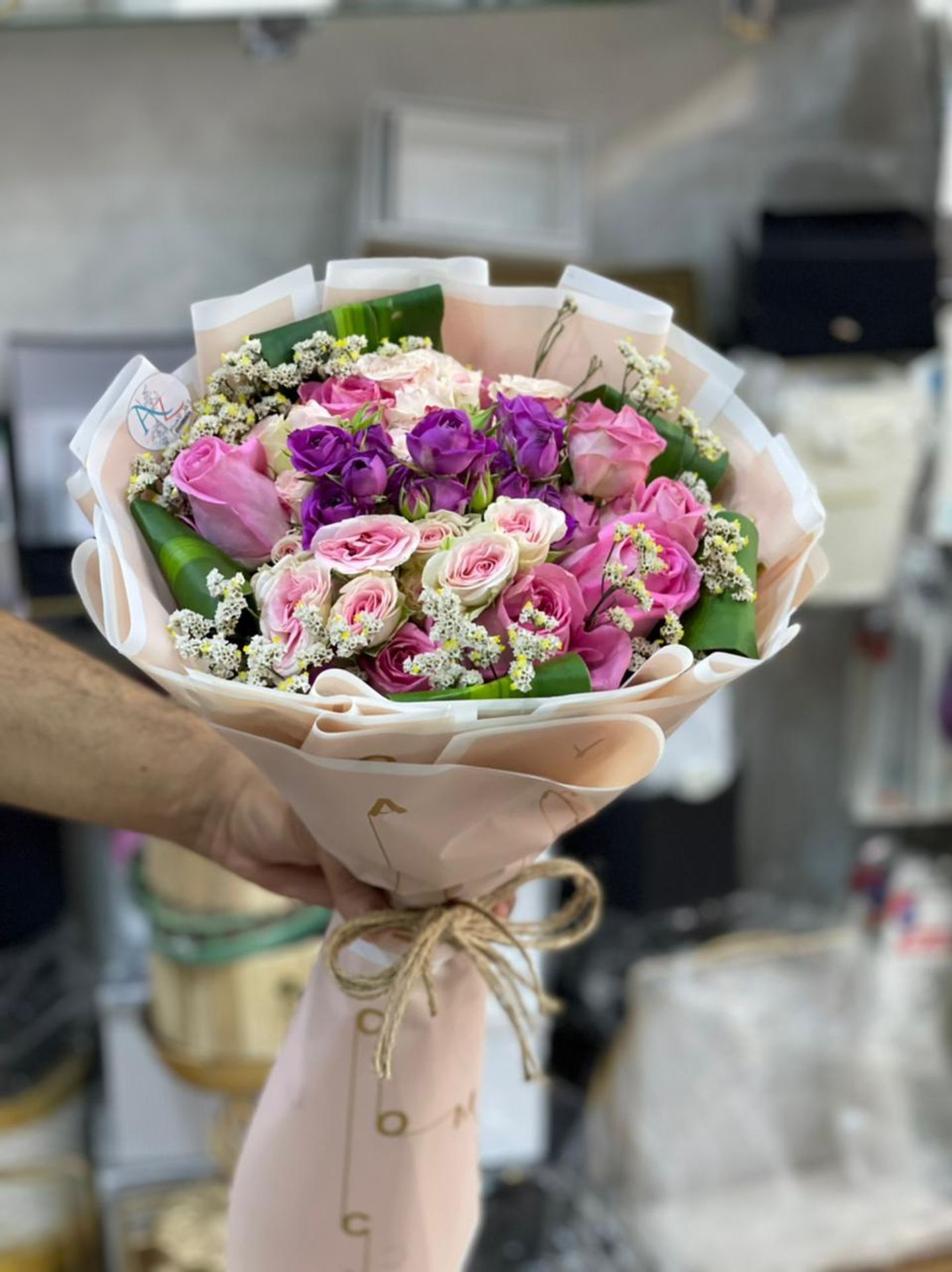 بوكيه بيبي روز متنوع تغليف وردي