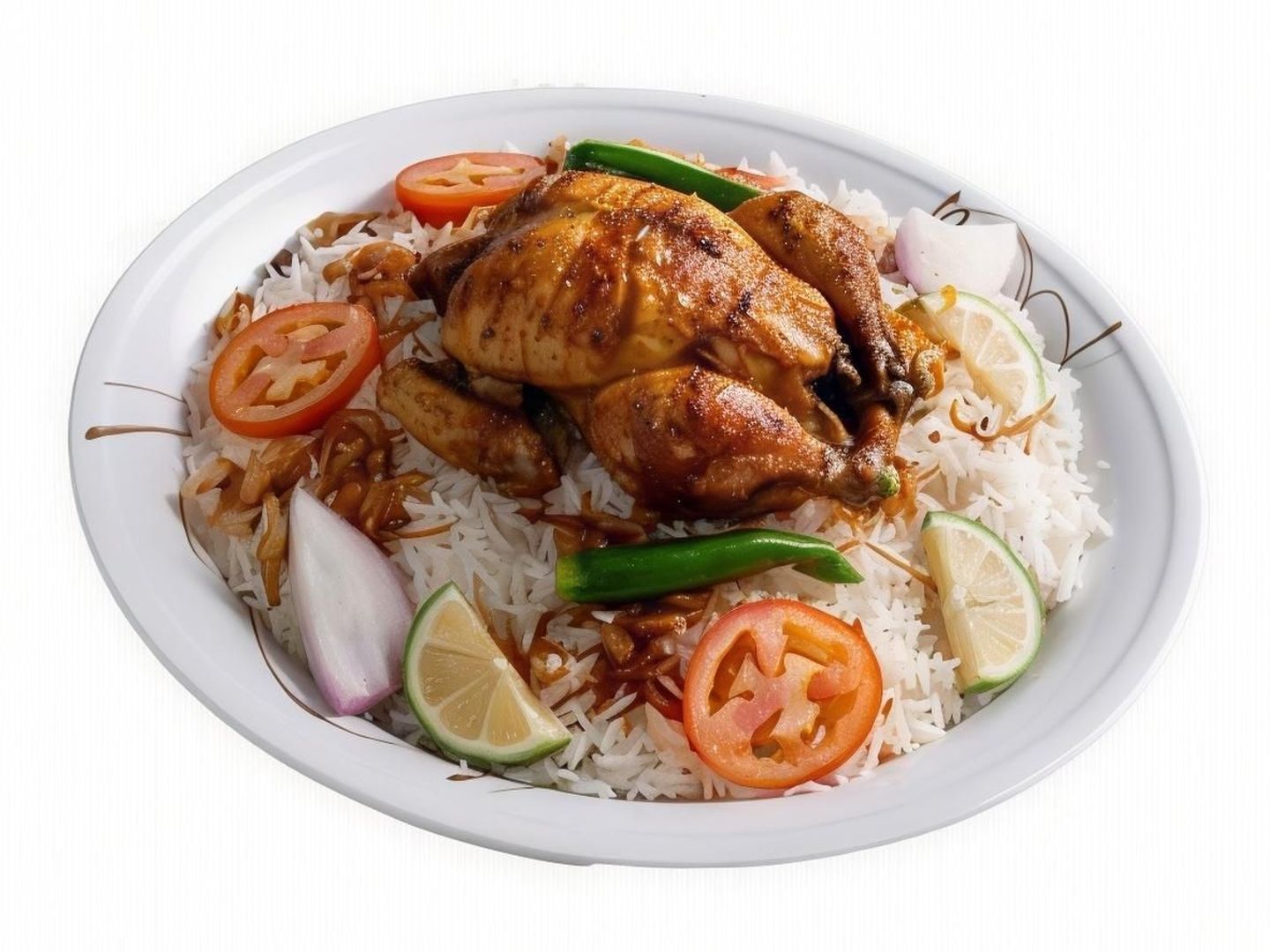 حبة على الفحم مع أرز ابيض