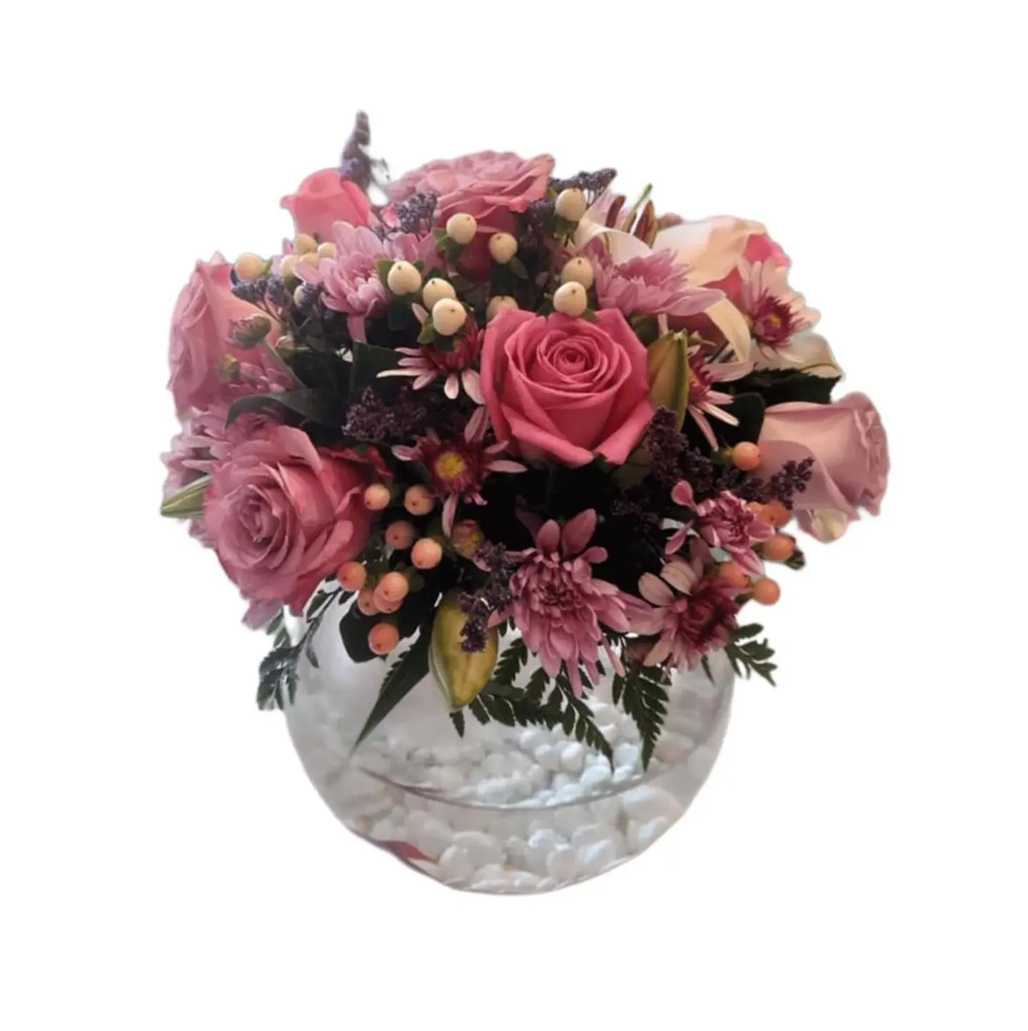Round Rose Vase With Beautiful Fish