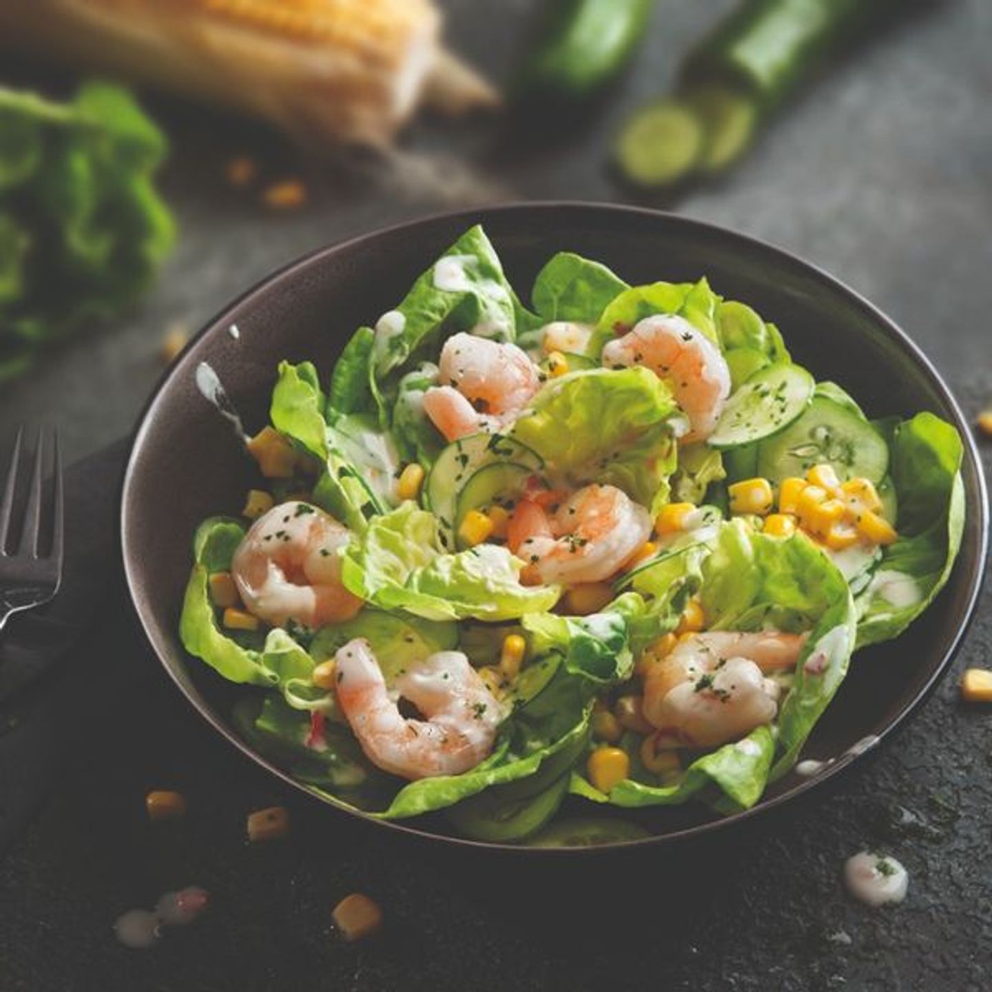 Shrimp & Romaine Lettuce Salad With Spicy Lime Dressing