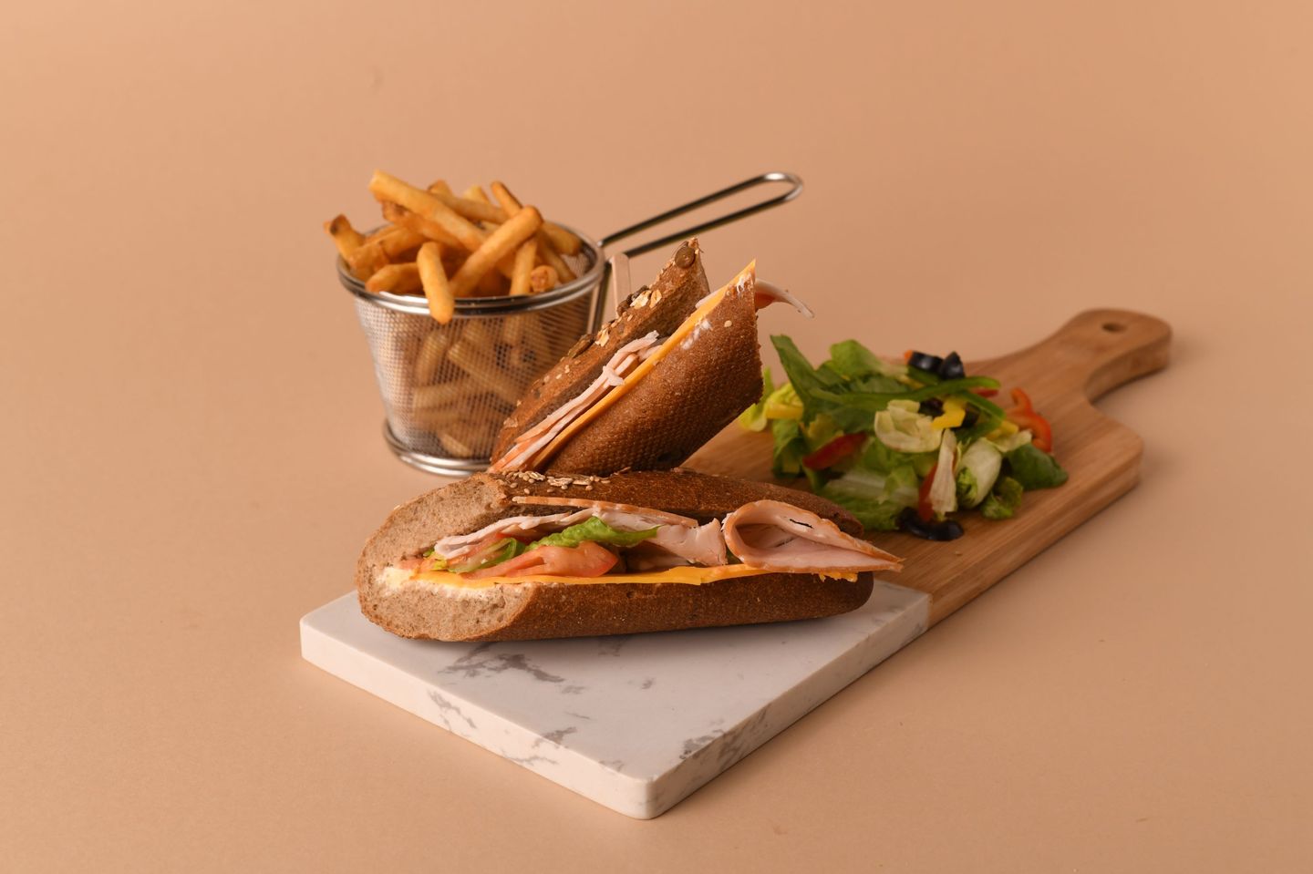Baguette Sandwich With Smoked Salmon And Emmental Cheese