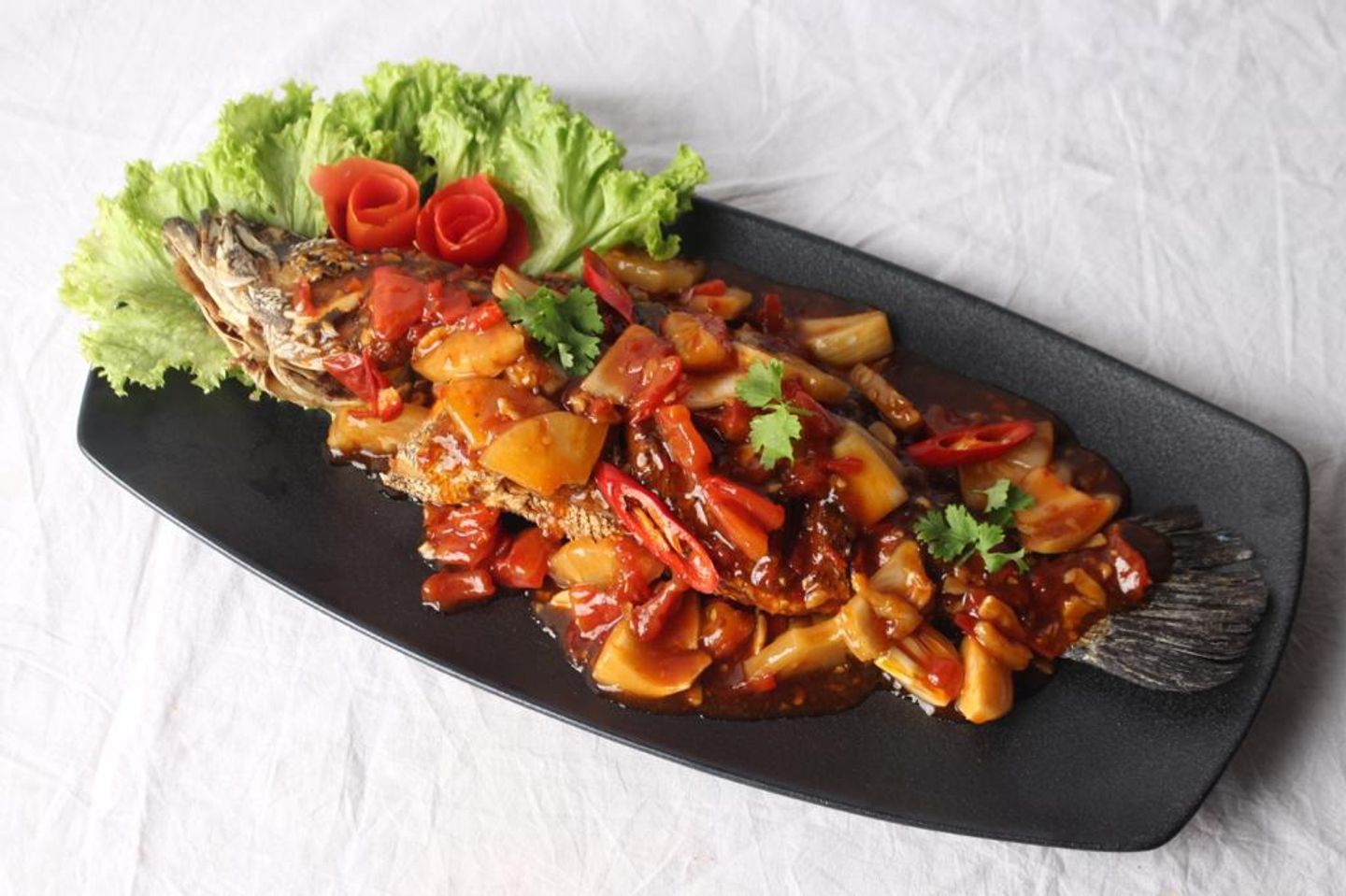 Spicy Fish With Sweet And Sour Sauce With Pineapple