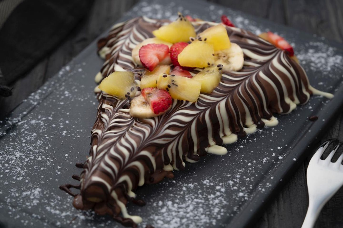 Chocolate Crepe With Seasonal Fruits