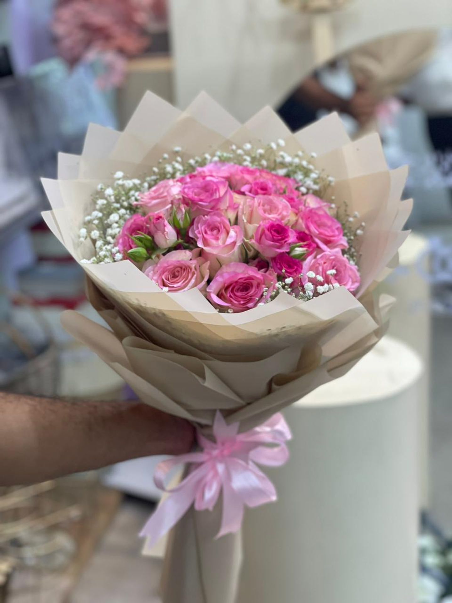 بوكيه جوري وردي تغليف وردي