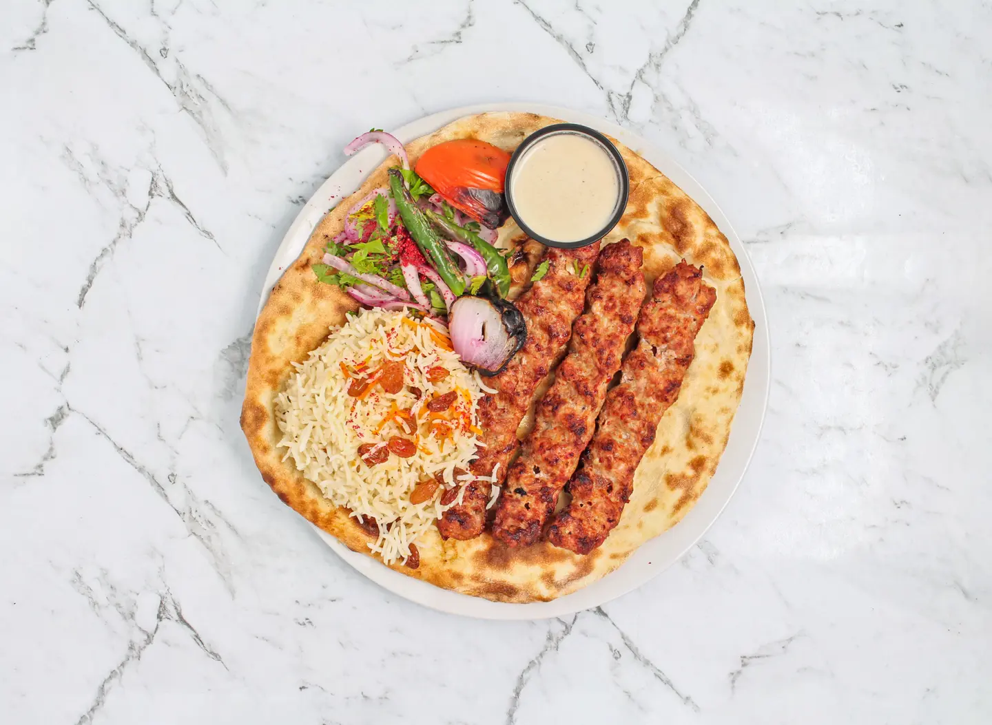 Meat Kebab With Rice For One Person