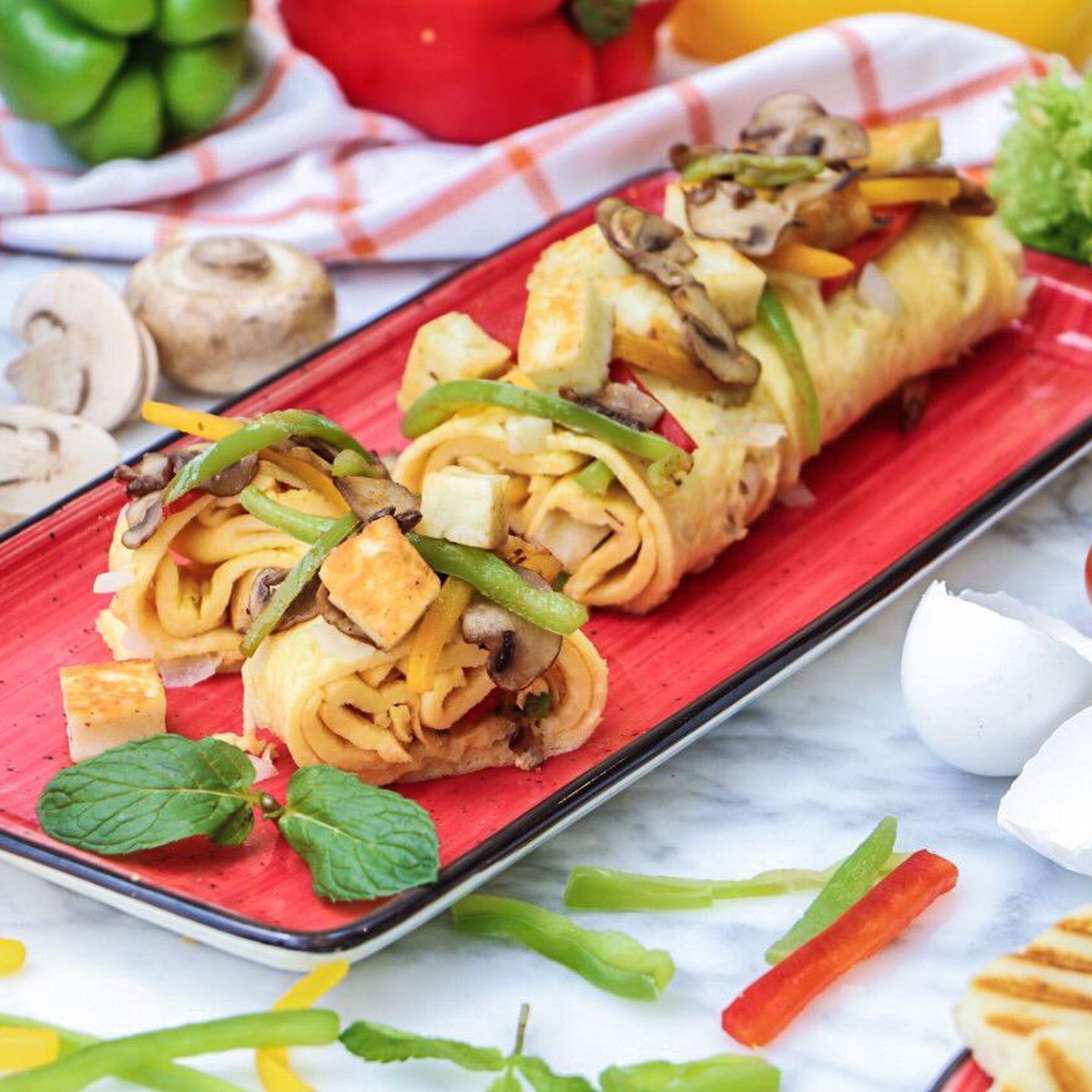 Halloumi Vegetable Omelette