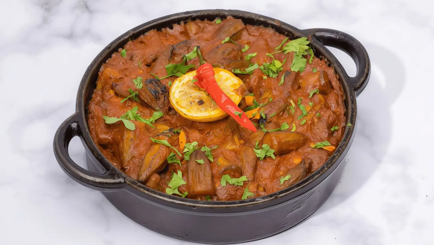 طاجن اللحم مع البامية