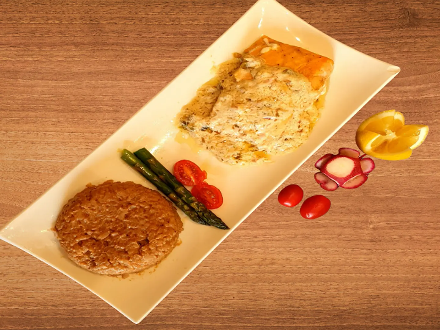 سلمون مع ريزوتو بالصوص الحجازي