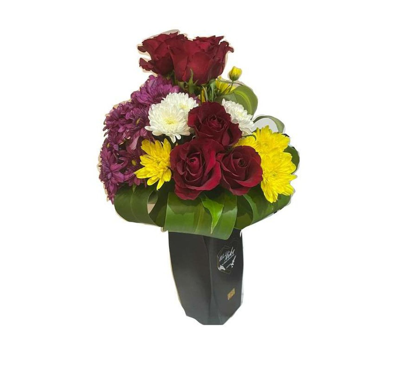 Vase Of Flower And Red Roses ,Max,Crees And Green Topping