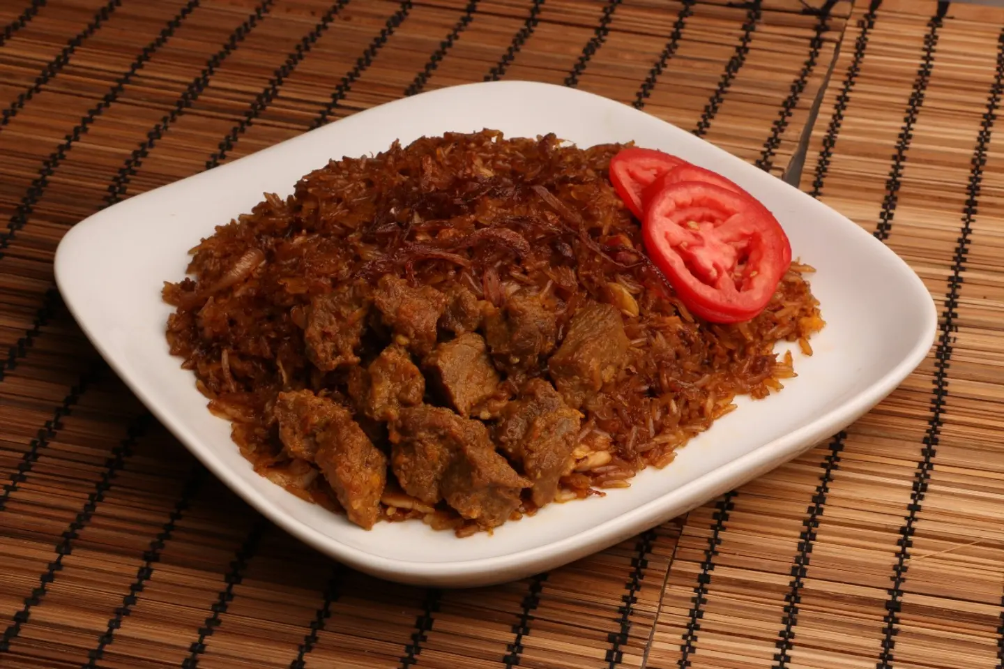 أرز مقلي لحم