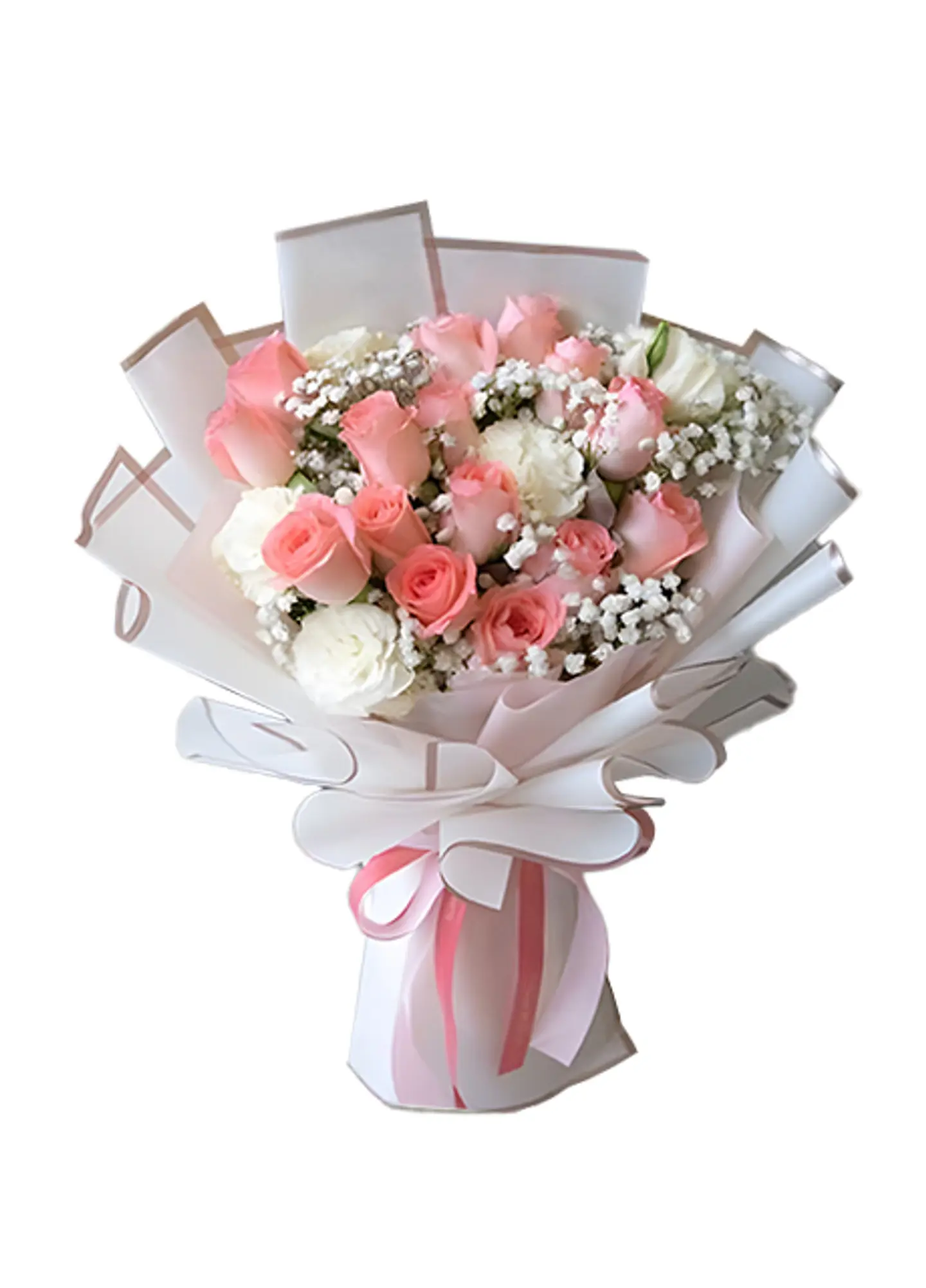 Hand Buquet  20 Pcs Pink And White Mix
