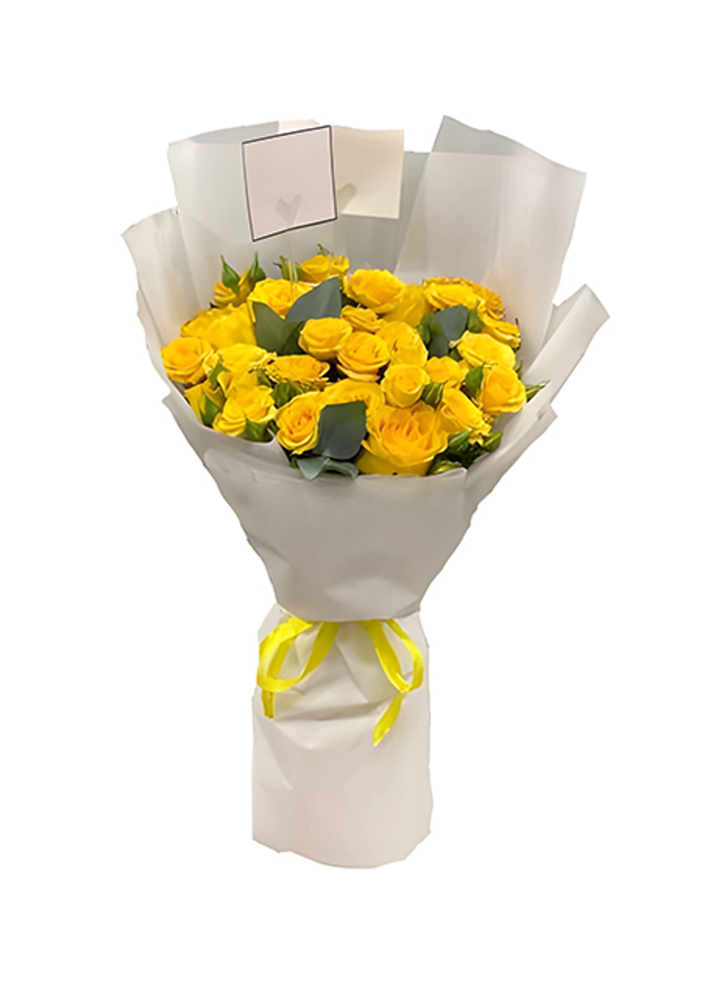 Hand Bouquet With 10 Yellow Baby Roses