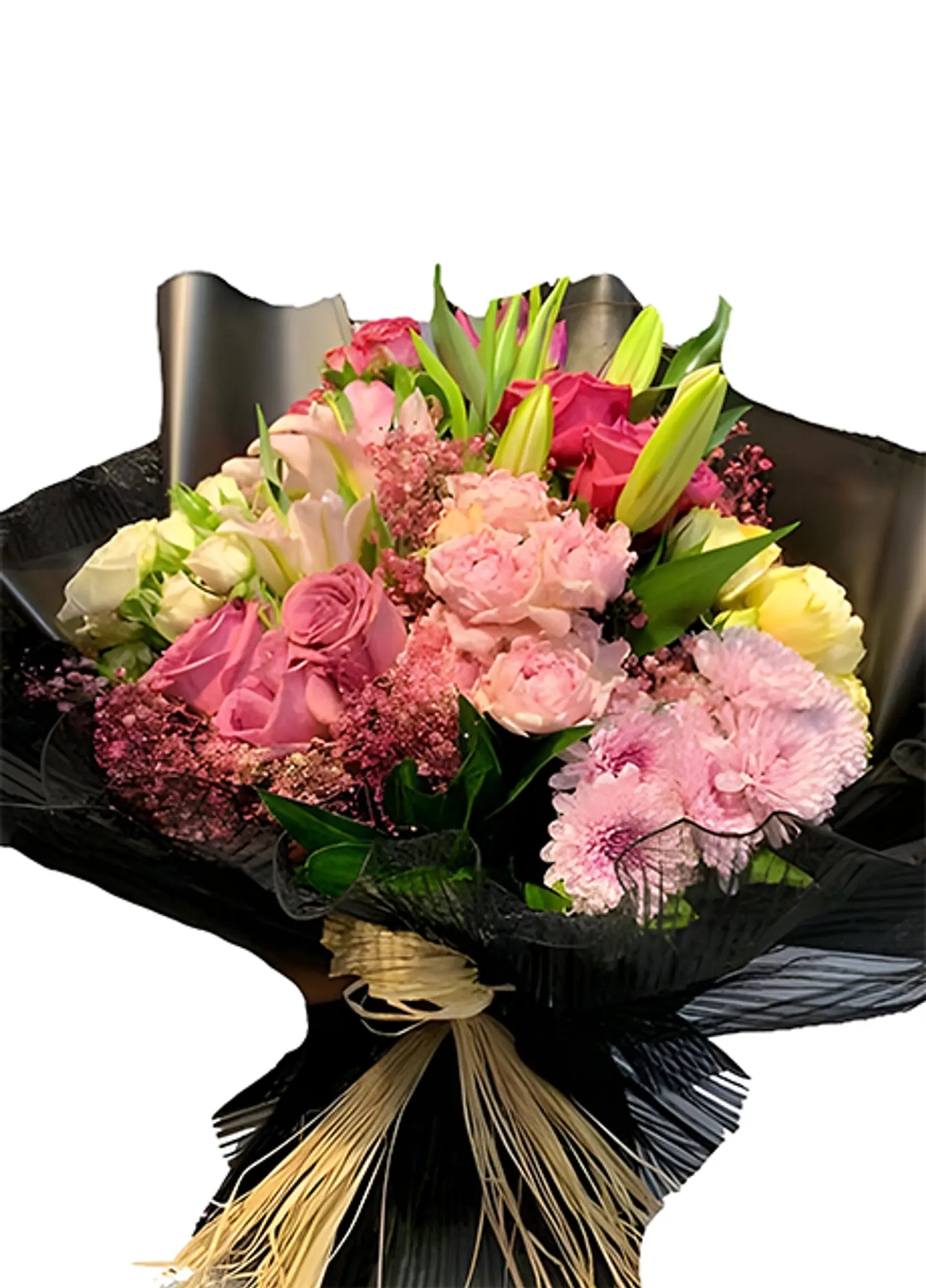 Hand Bouquet With Mixed Roses