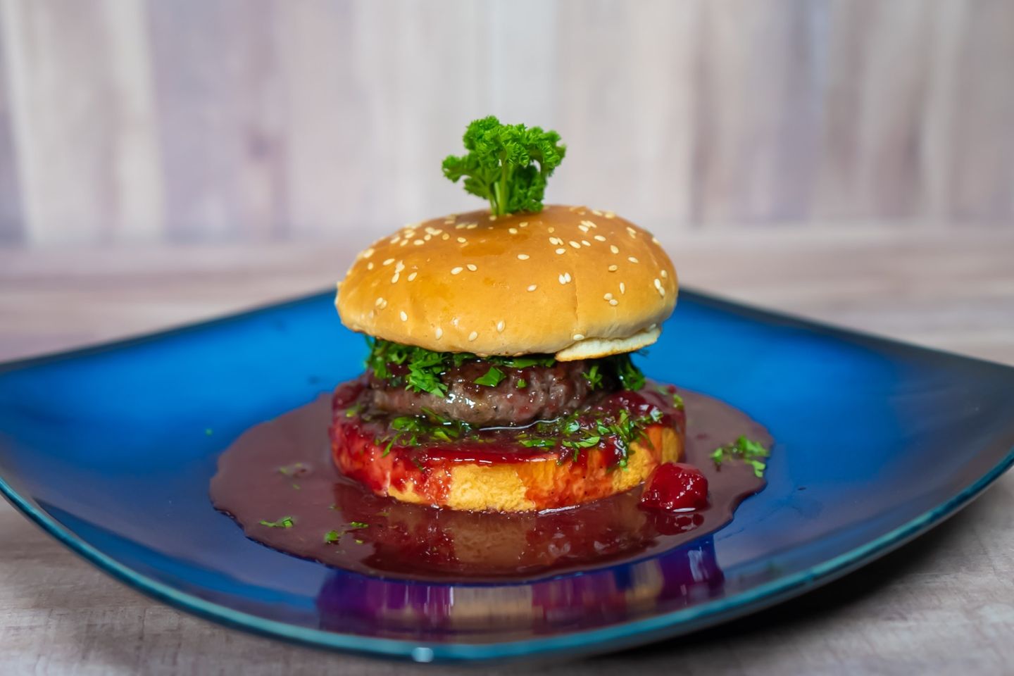 Alasala Burger With Meat And Cherry Sauce