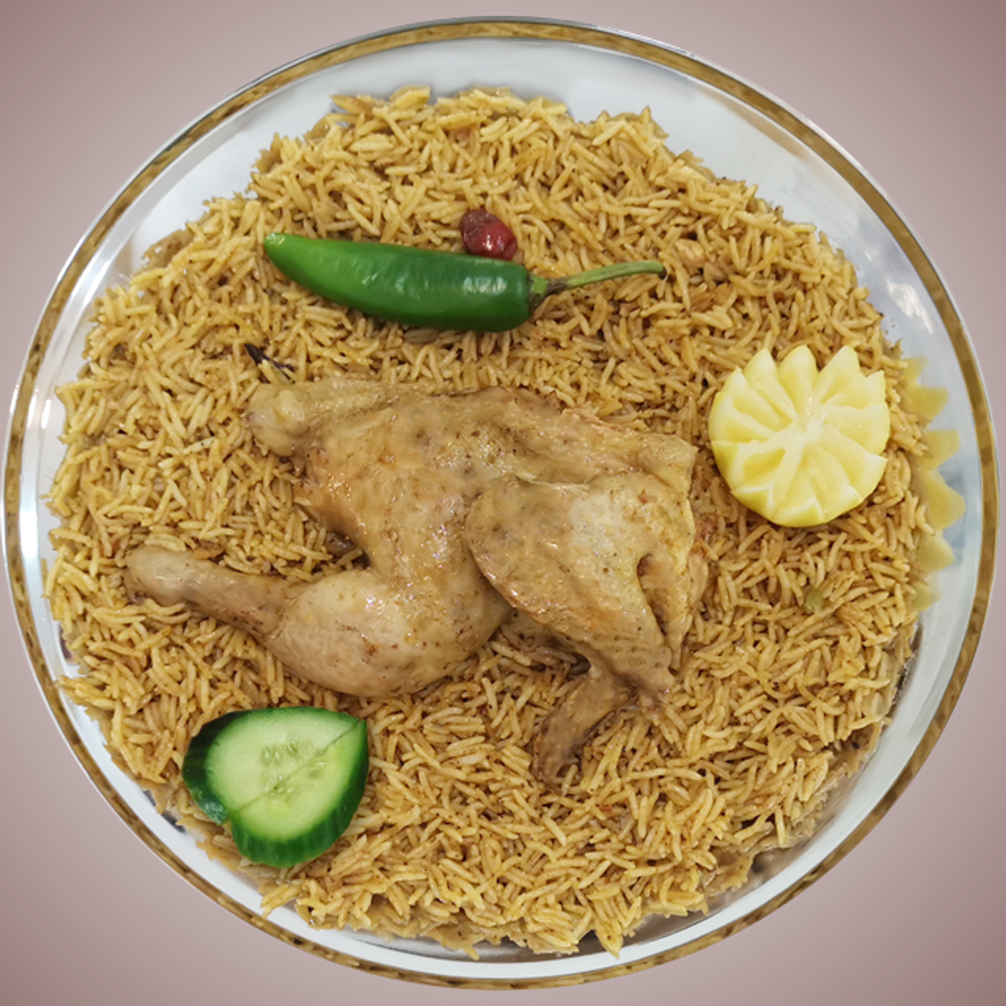 نصف دجاج مزه ارز أبو كاس