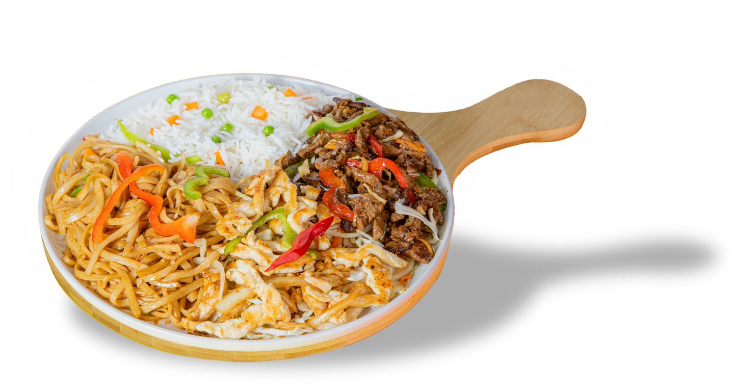 Mix Chicken And Meat With Rice & Nodeles