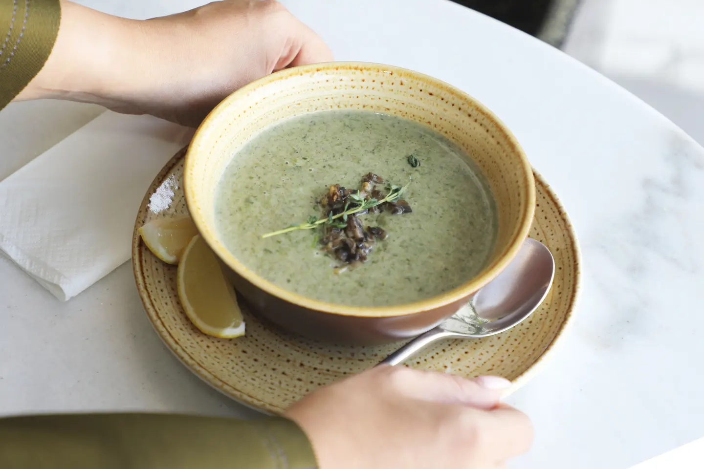 Spinach Mushrooms Soup