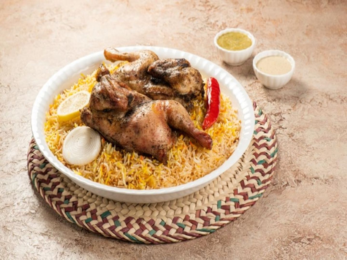 نصف دجاجة تنور بالأعشاب مع الرز - رز الموروث