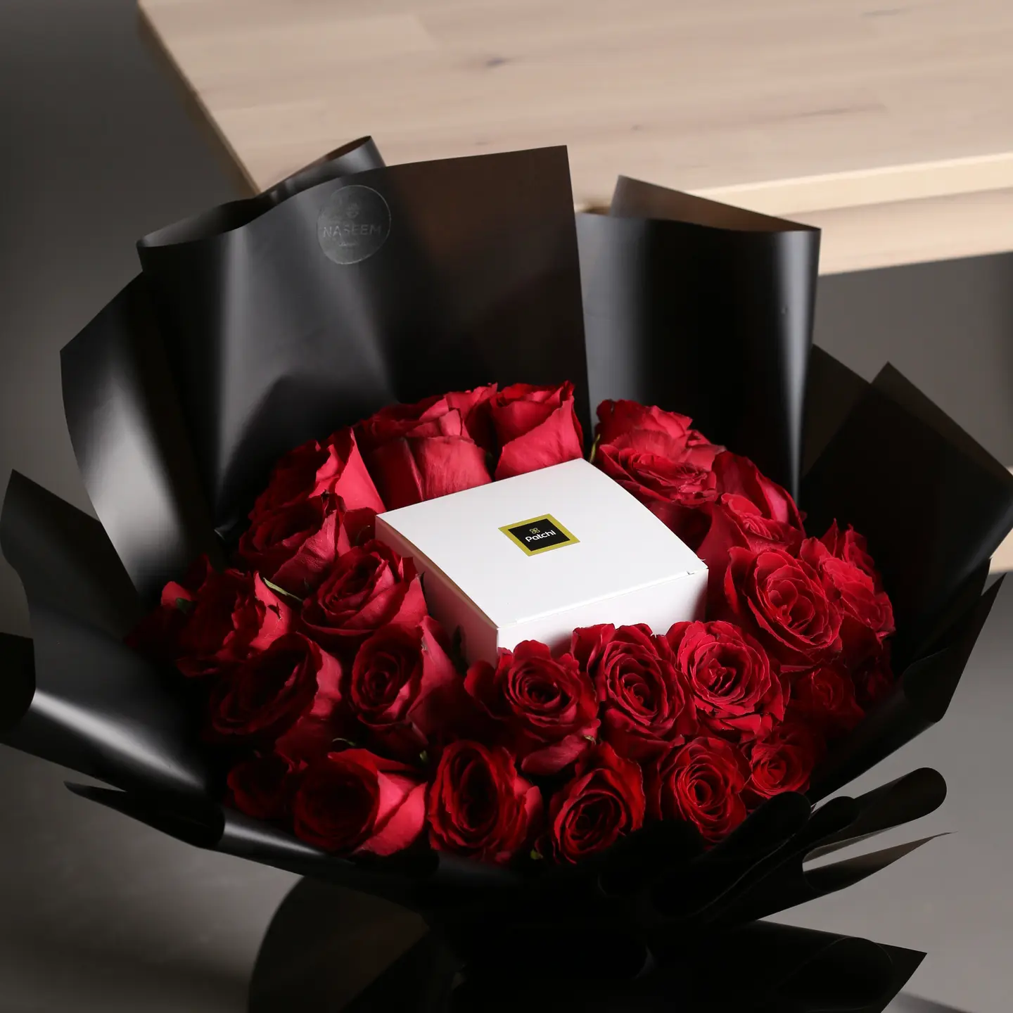 Hand Bouquet With  Patchi Chocolate