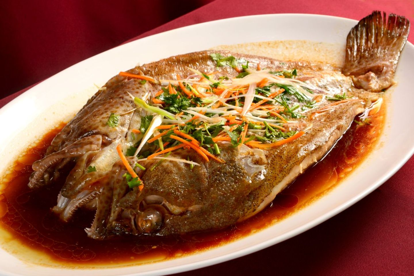 Whole Steamed Hamour In Soya Sauce