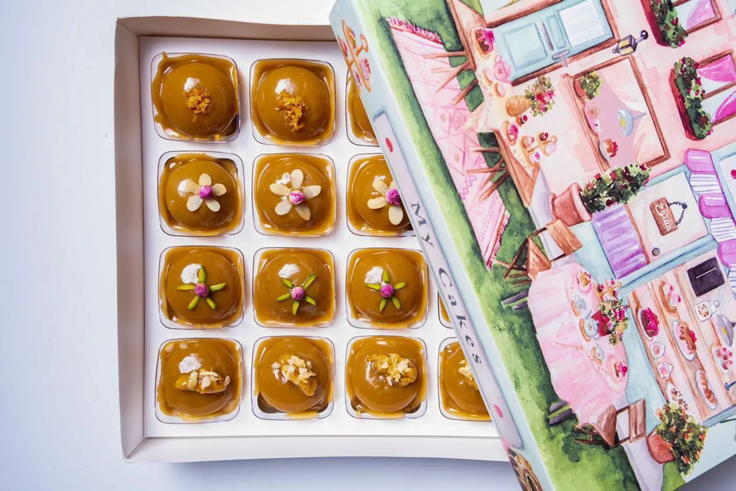 A Box Of Small Cake With Dates And Toffee