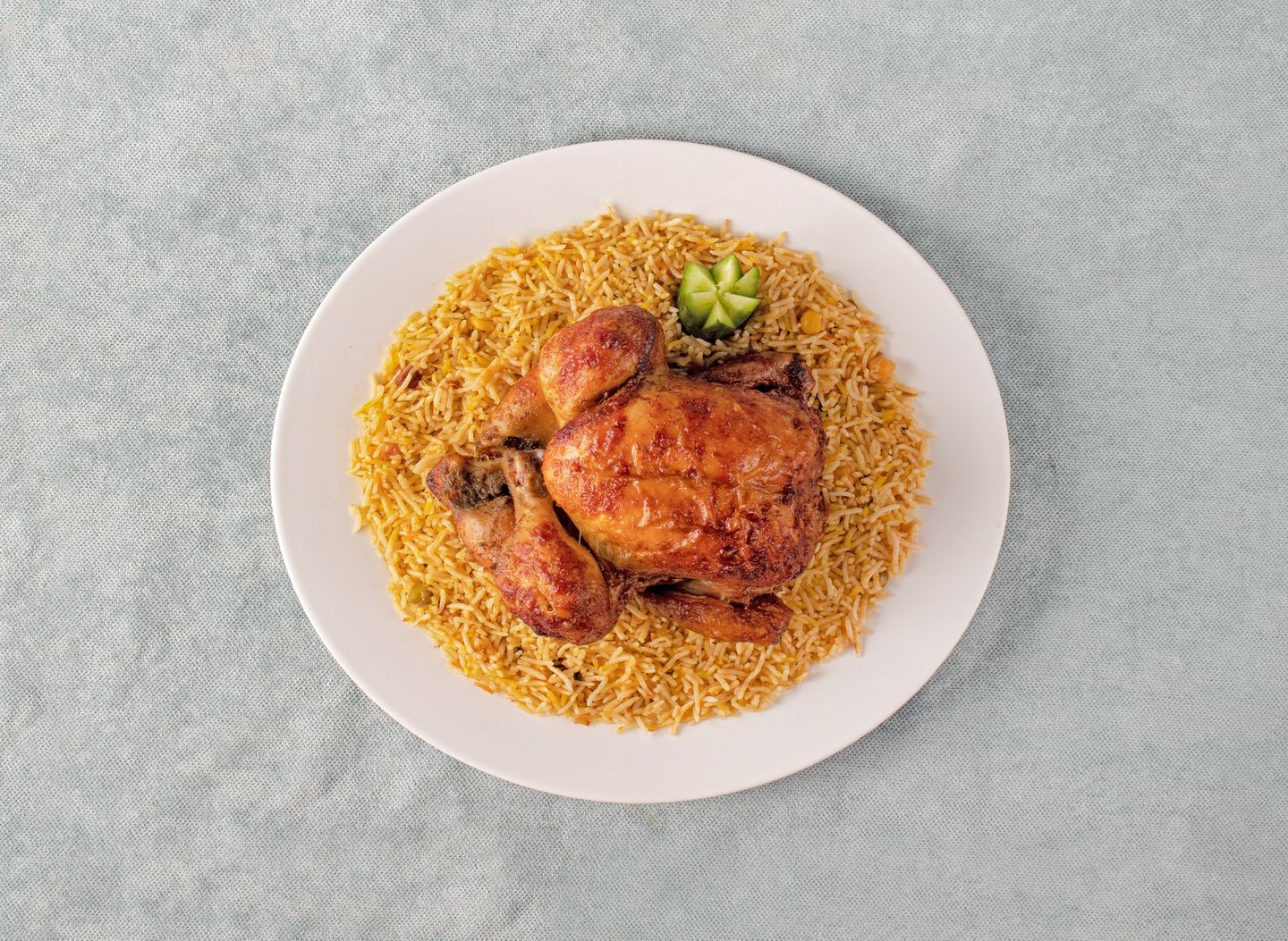 شواية حرّاق مع أرز بسمتي برياني