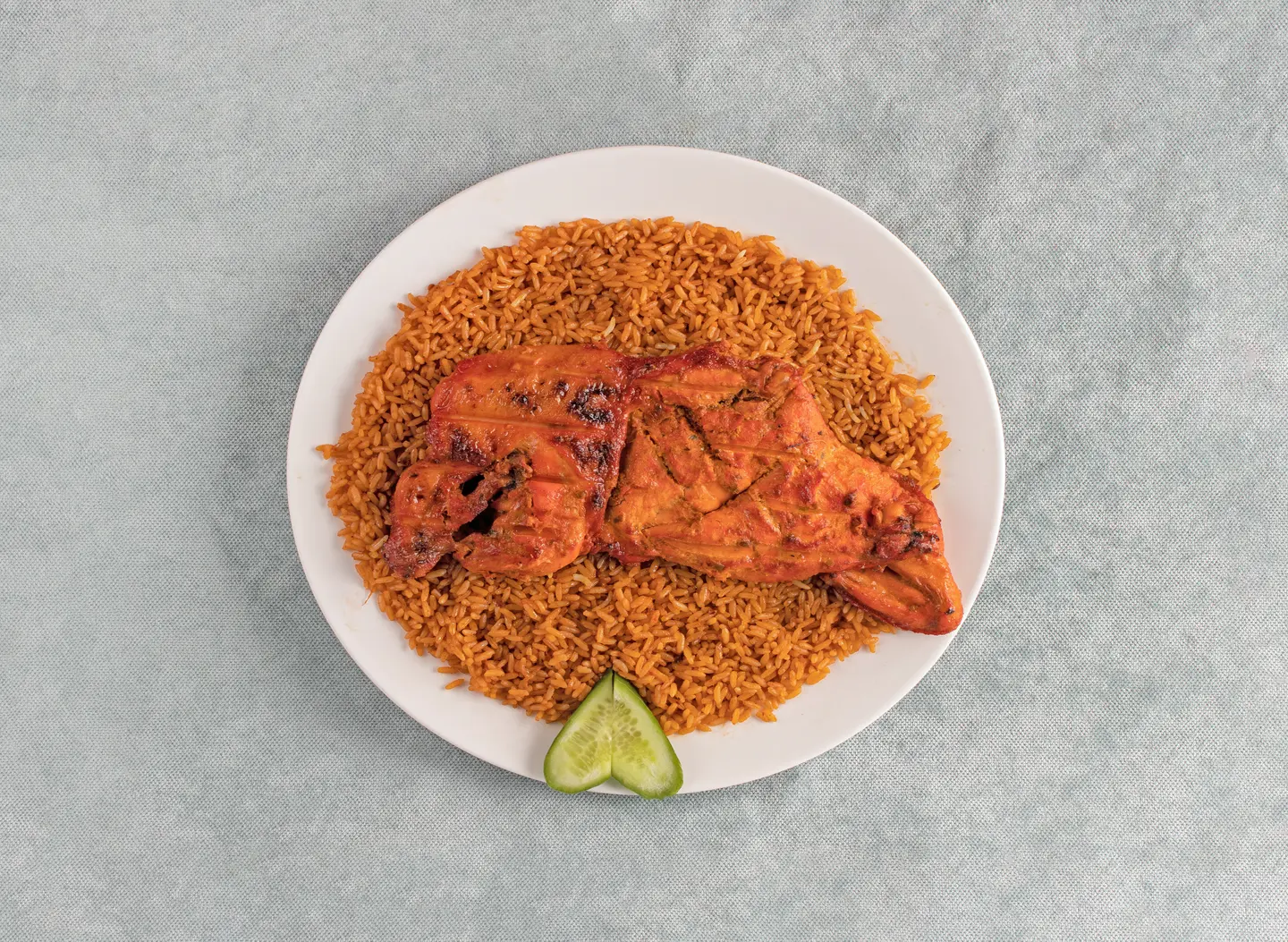 Half A Chicken On Charcoal With Red Rice
