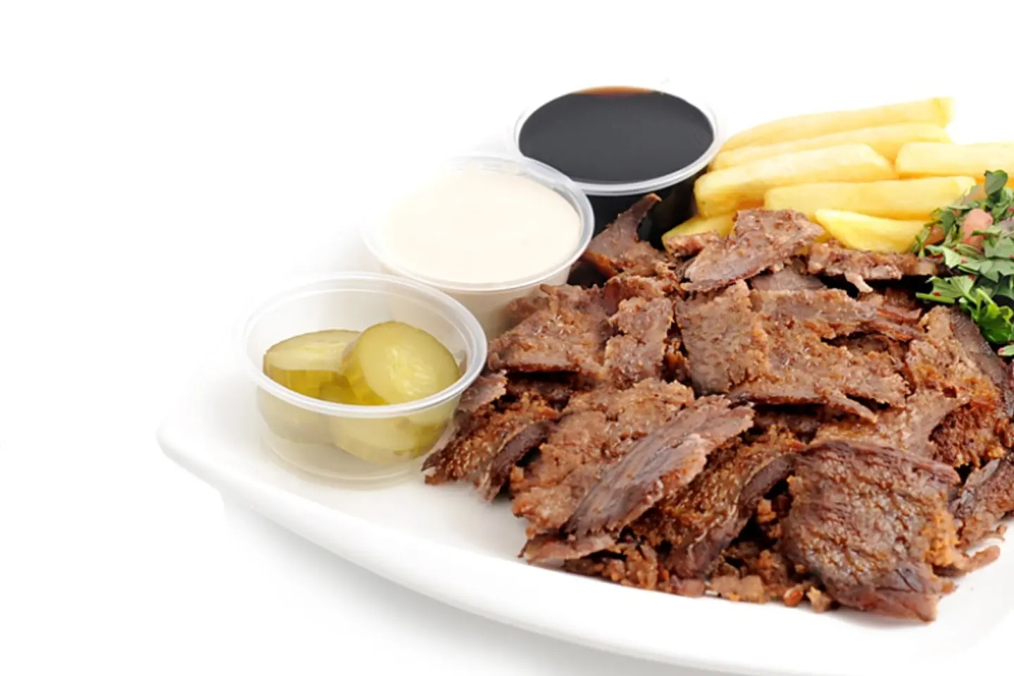 صحن لحم وسط