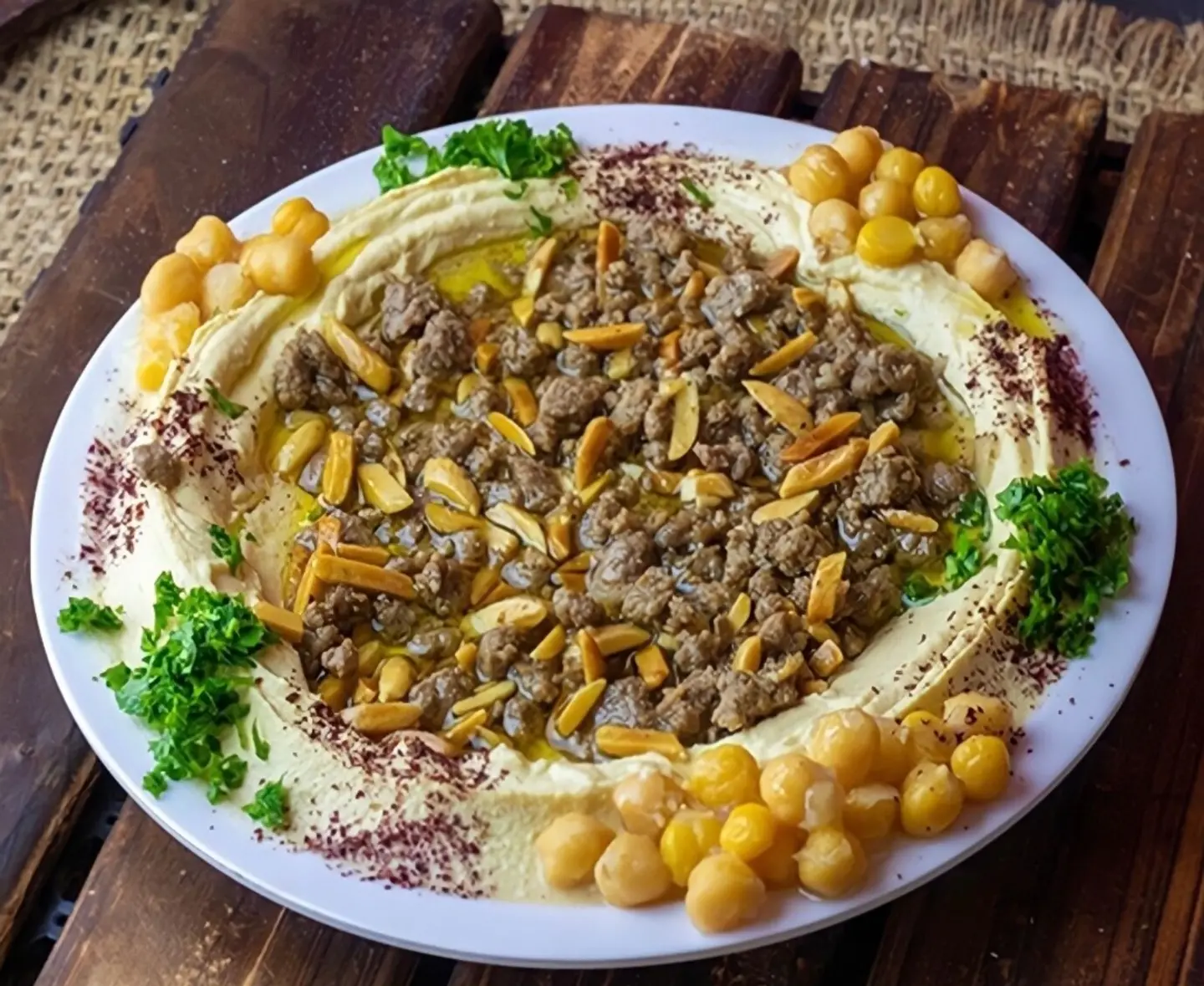 حمص مع لحم مفروم