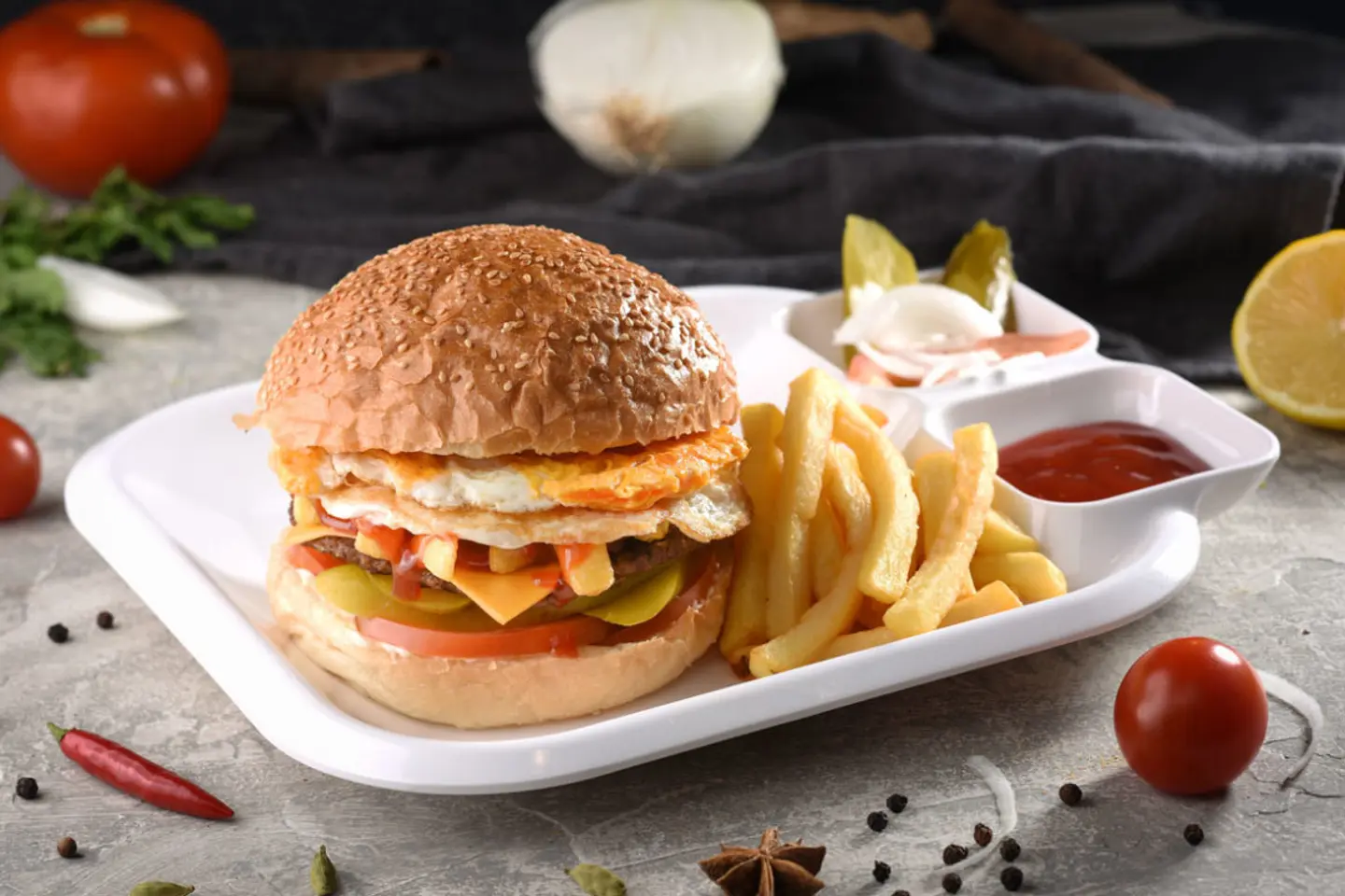 Meat Burger With Egg