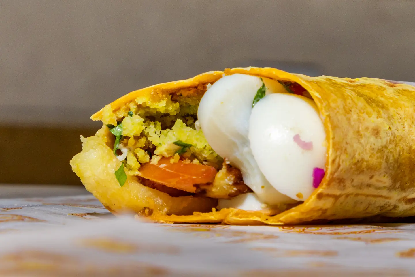 Tortilla Falafel With Fried Eggs