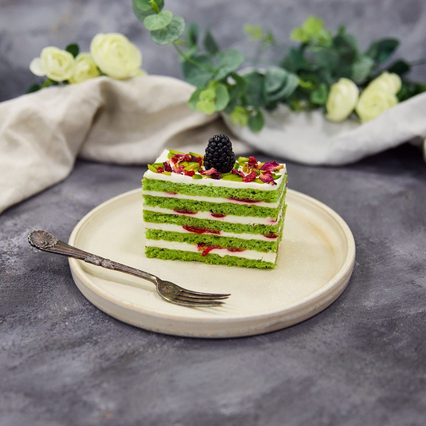 Pistachio And Rose Cake