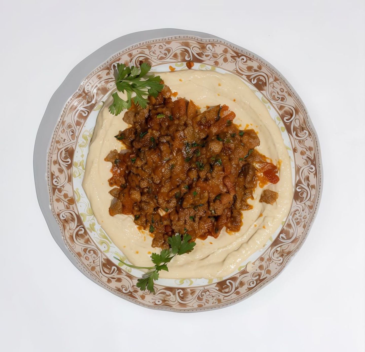 Mgalgal Meat With Hummus