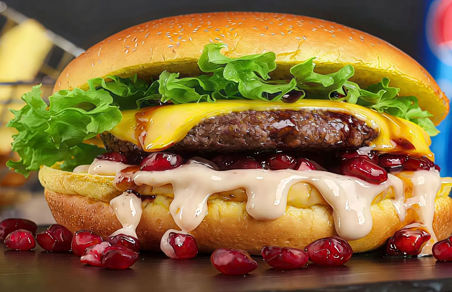 Regular Pomegranate Beef Burger With Cheese