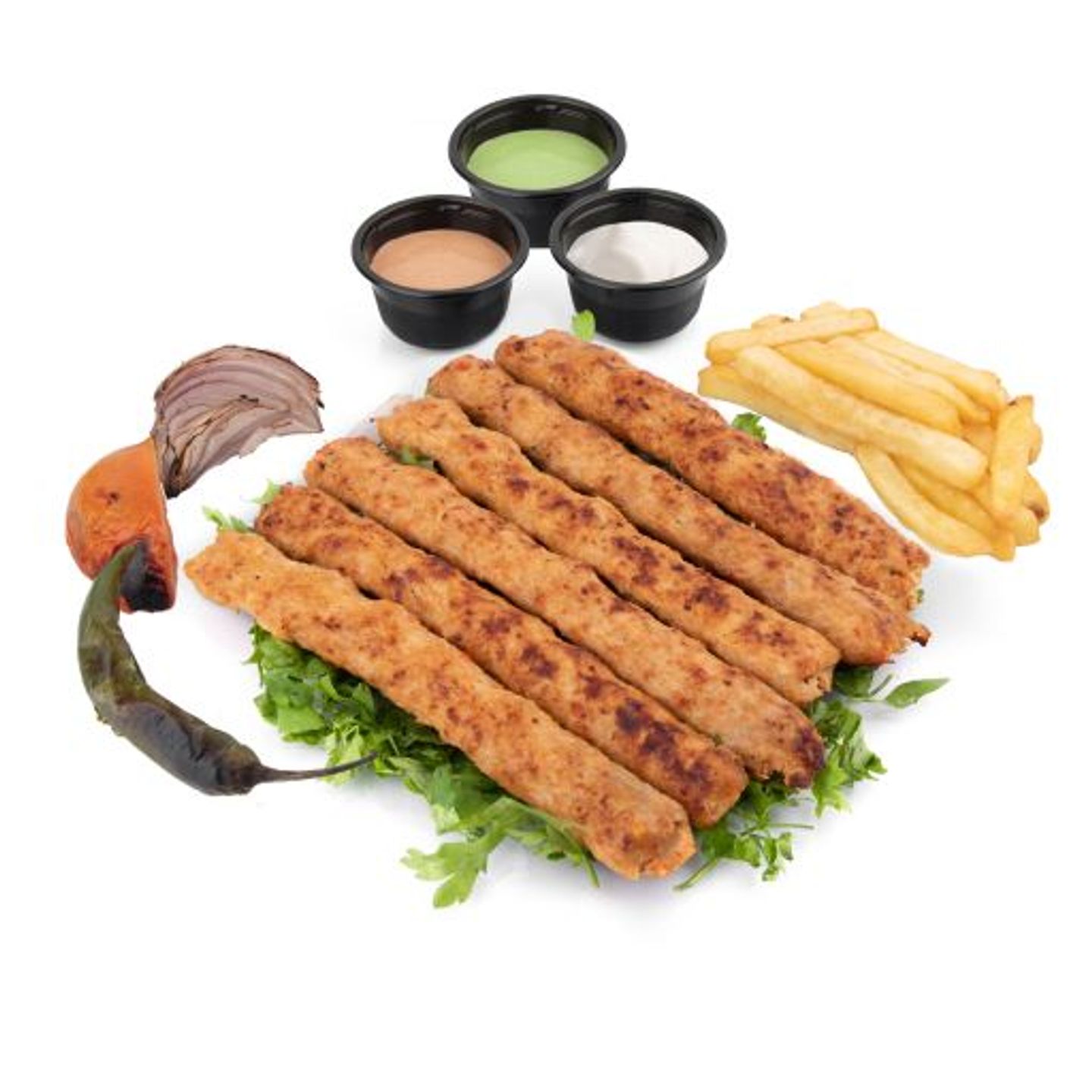 صحن كباب دجاج 6 اسياخ