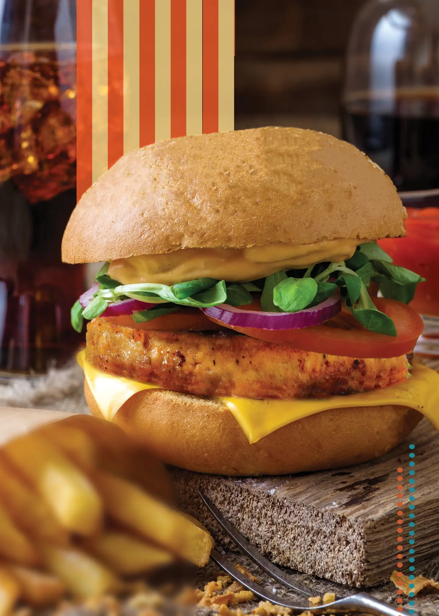 وجبة برجر دجاج مع جبنة